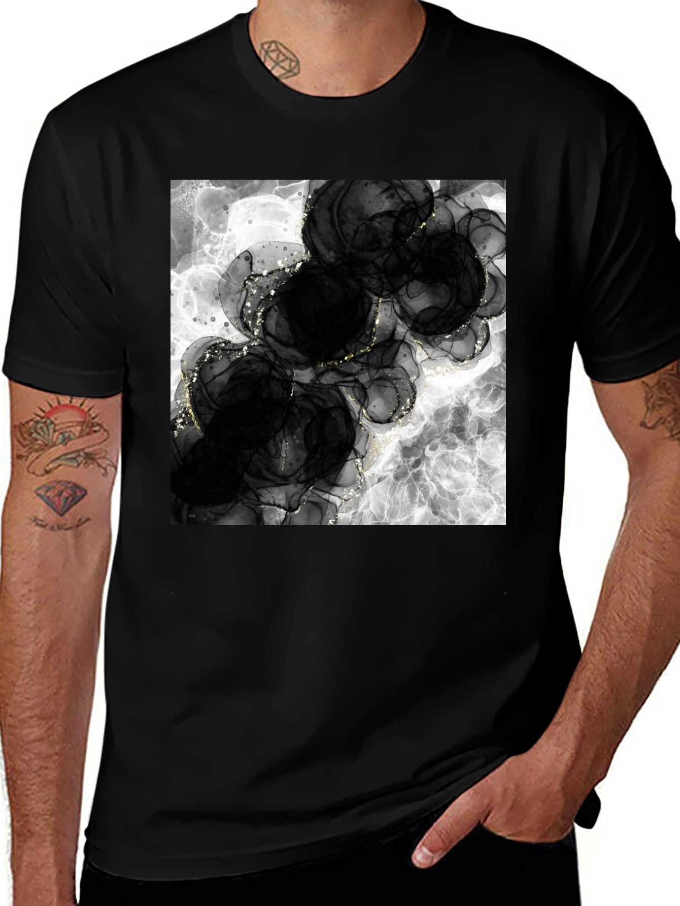 Variant 5 of Abstract Black Floral T-Shirt