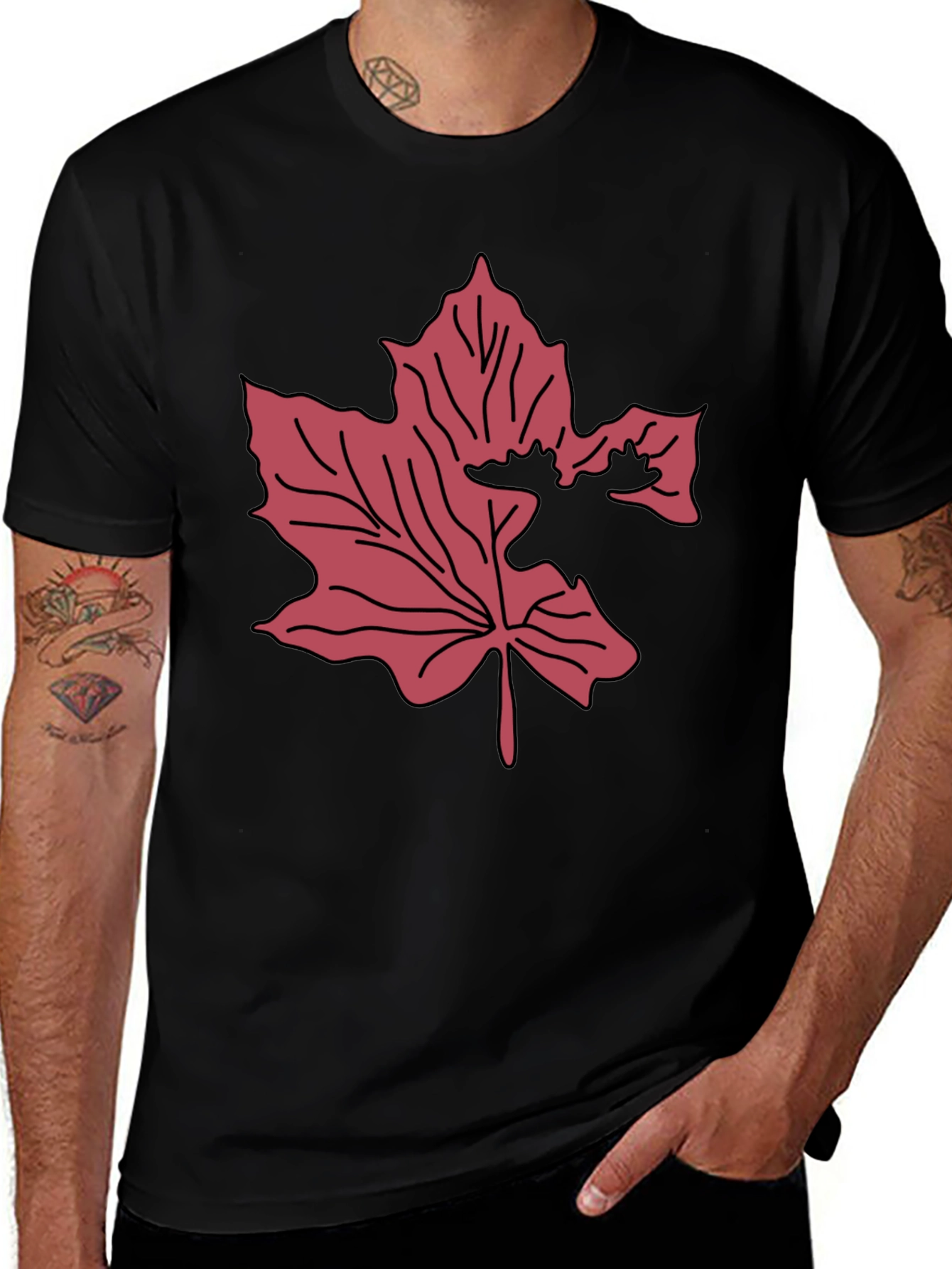 Variant 26 of Maple Leaf Moose Graphic Tee - Black