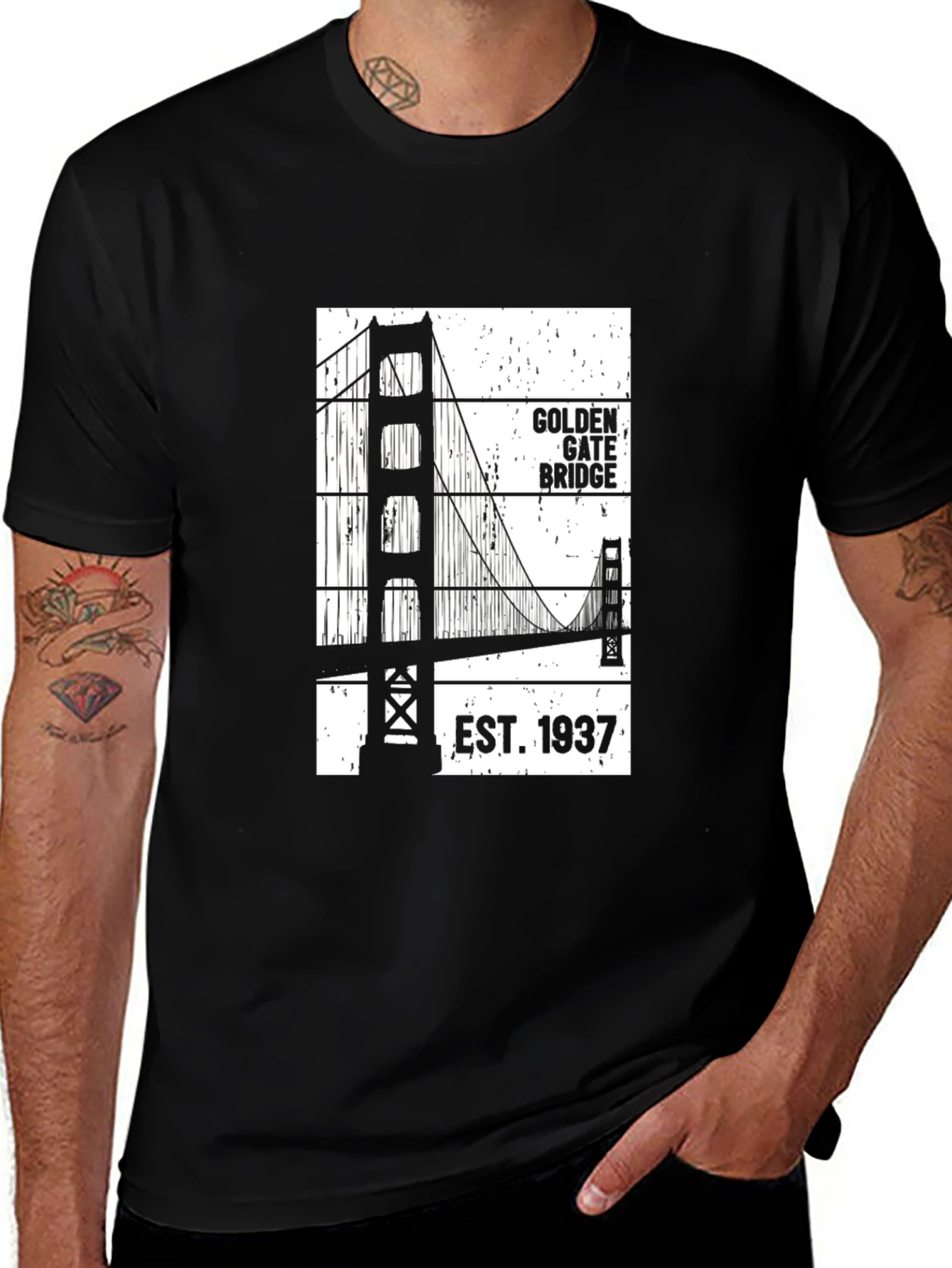 Variant 22 of Golden Gate Bridge Black T-Shirt
