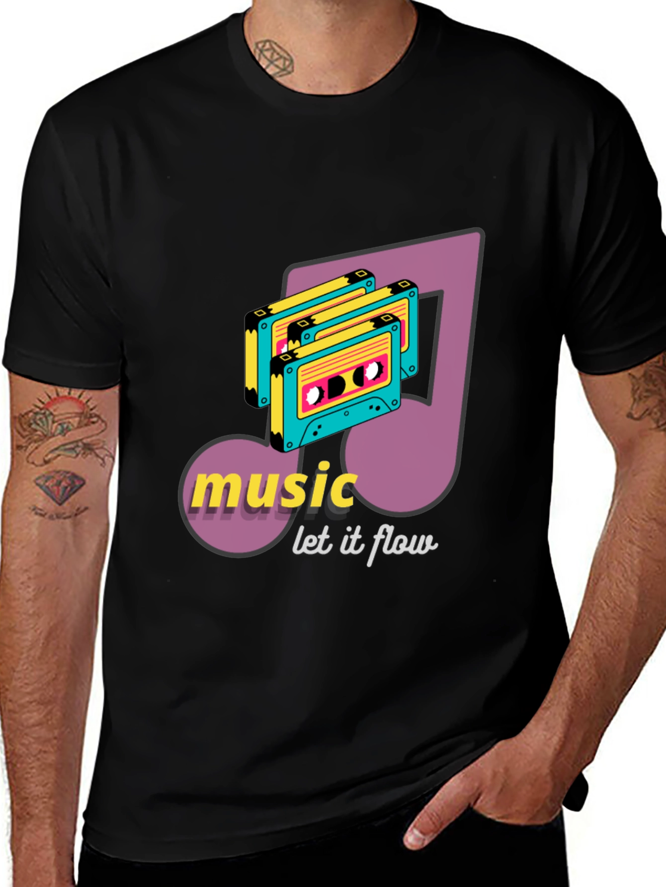 Variant 7 of Retro Music Cassette T-Shirt - Let it Flow