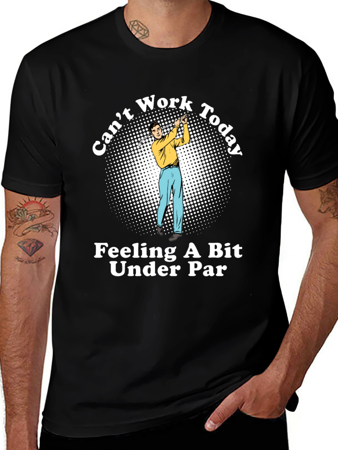 Variant 10 of Funny Golf T-Shirt: Can't Work Today, Under Par