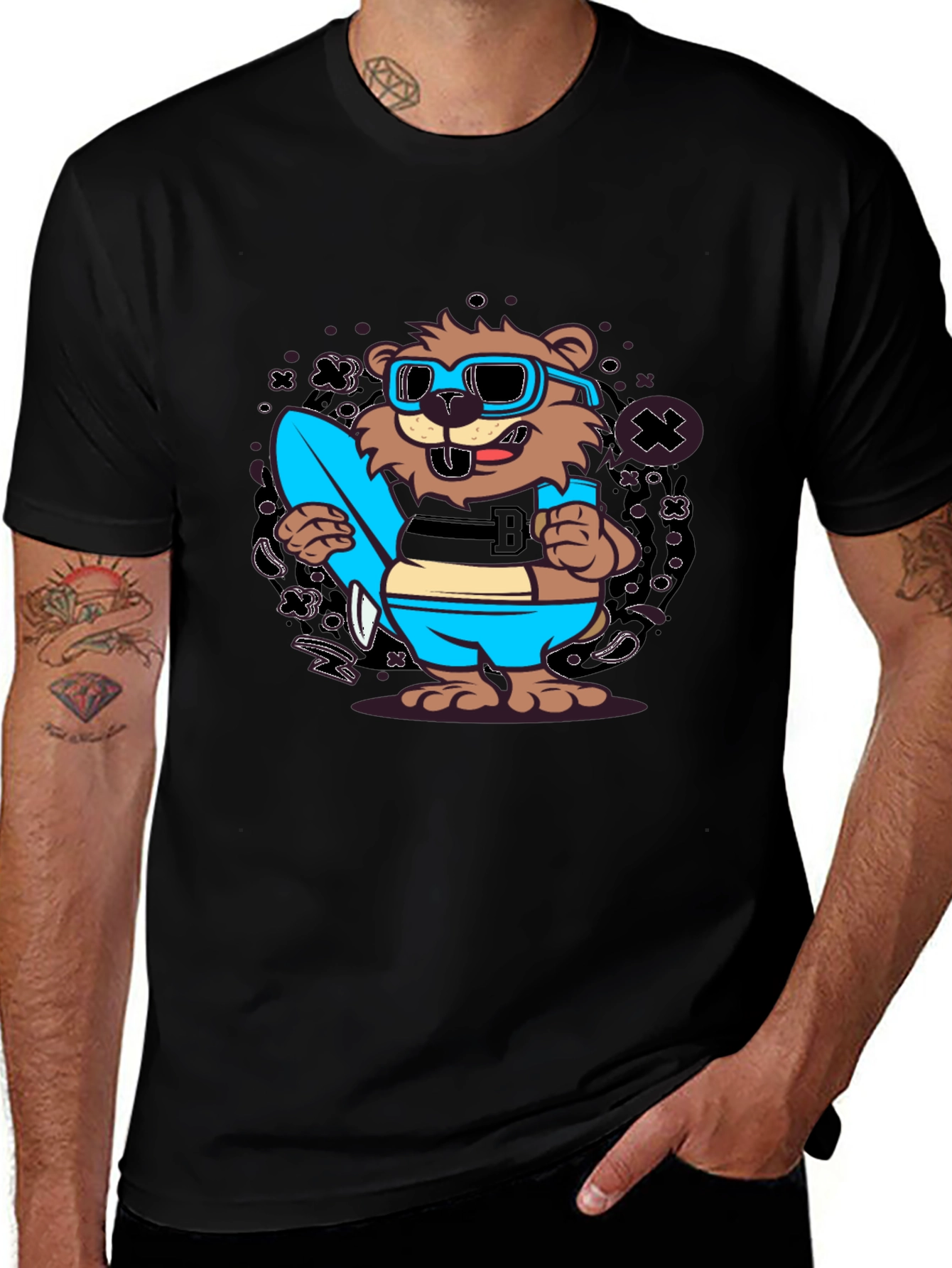 Variant 15 of Cool Cartoon Beaver Graphic Tee