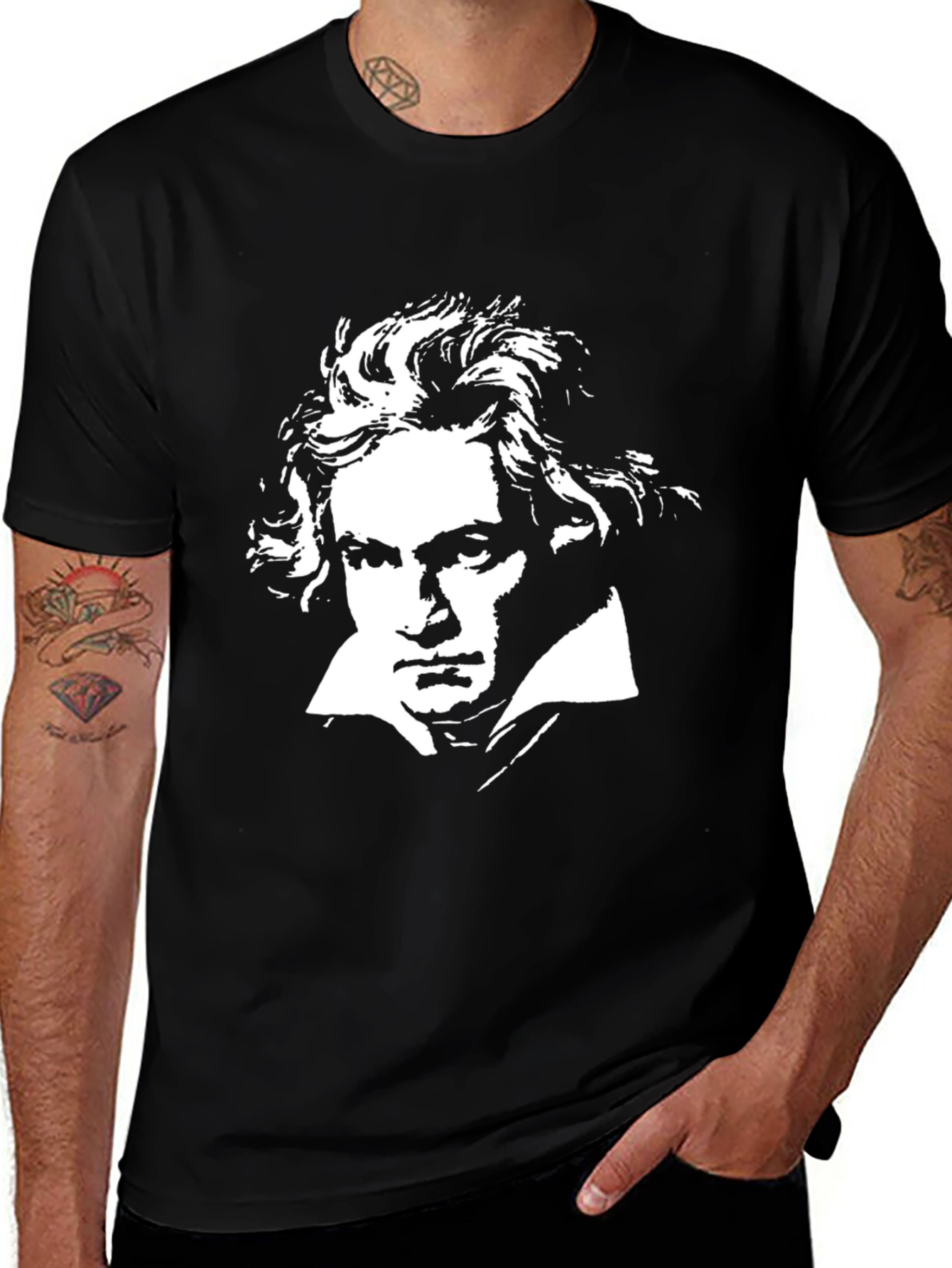 Variant 25 of Beethoven Portrait Black T-Shirt