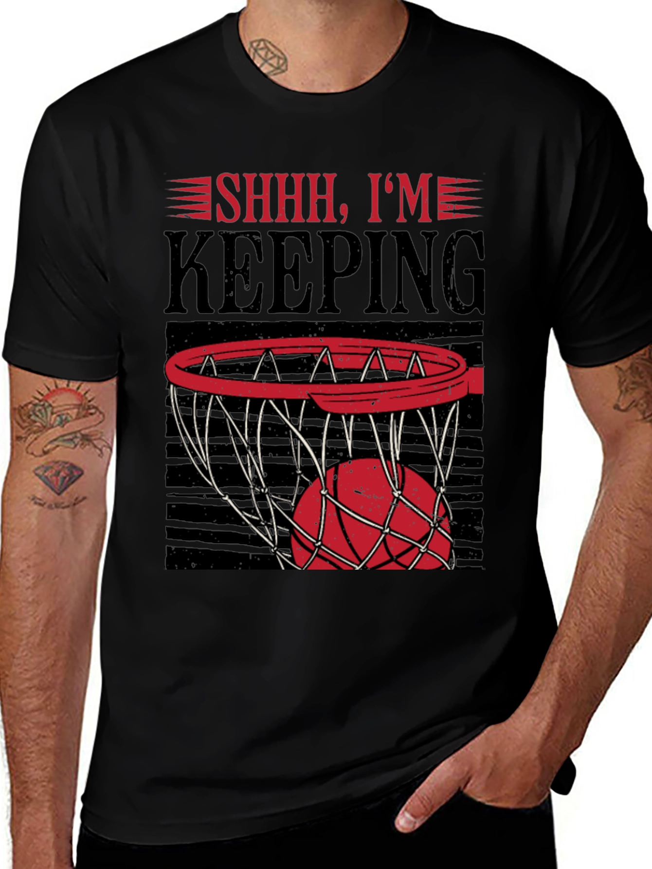 Variant 19 of Shhh I'm Keeping Score Basketball Graphic Tee