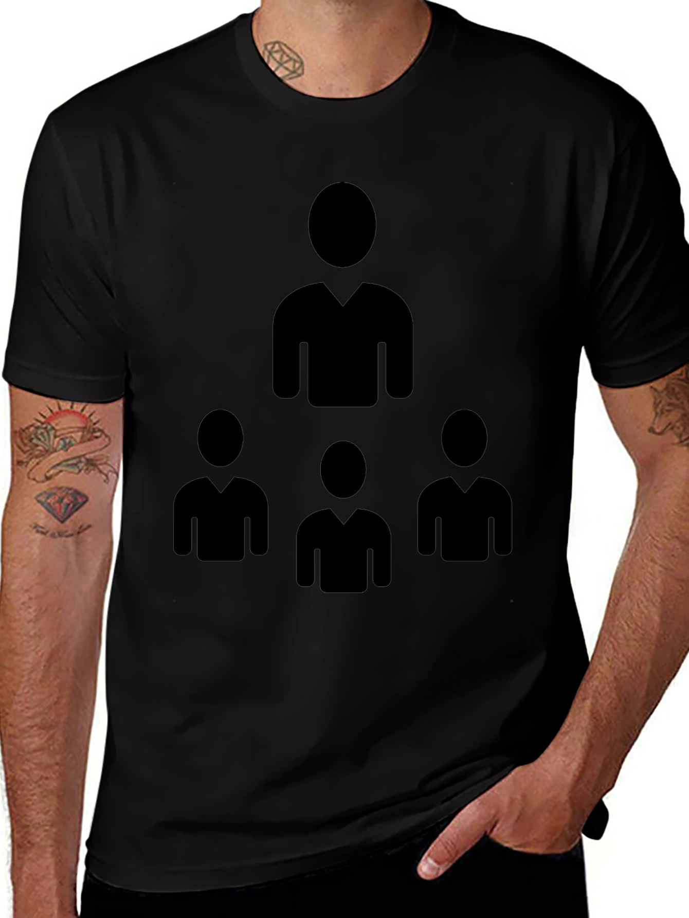 Variant 17 of Black Crew T-Shirt - Group Icon Graphic