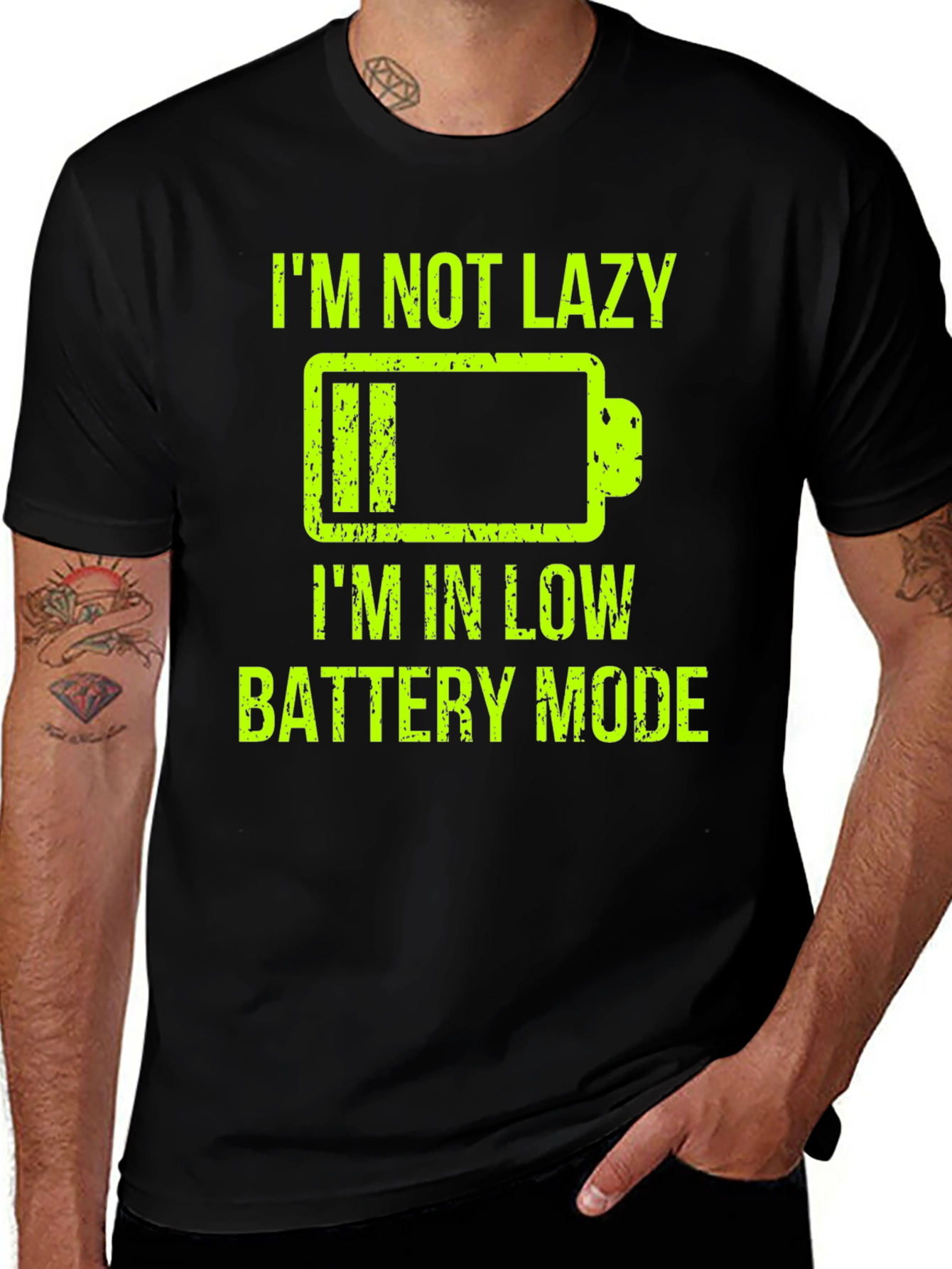 Variant 14 of I'm Not Lazy Low Battery Mode Funny Graphic T-Shirt