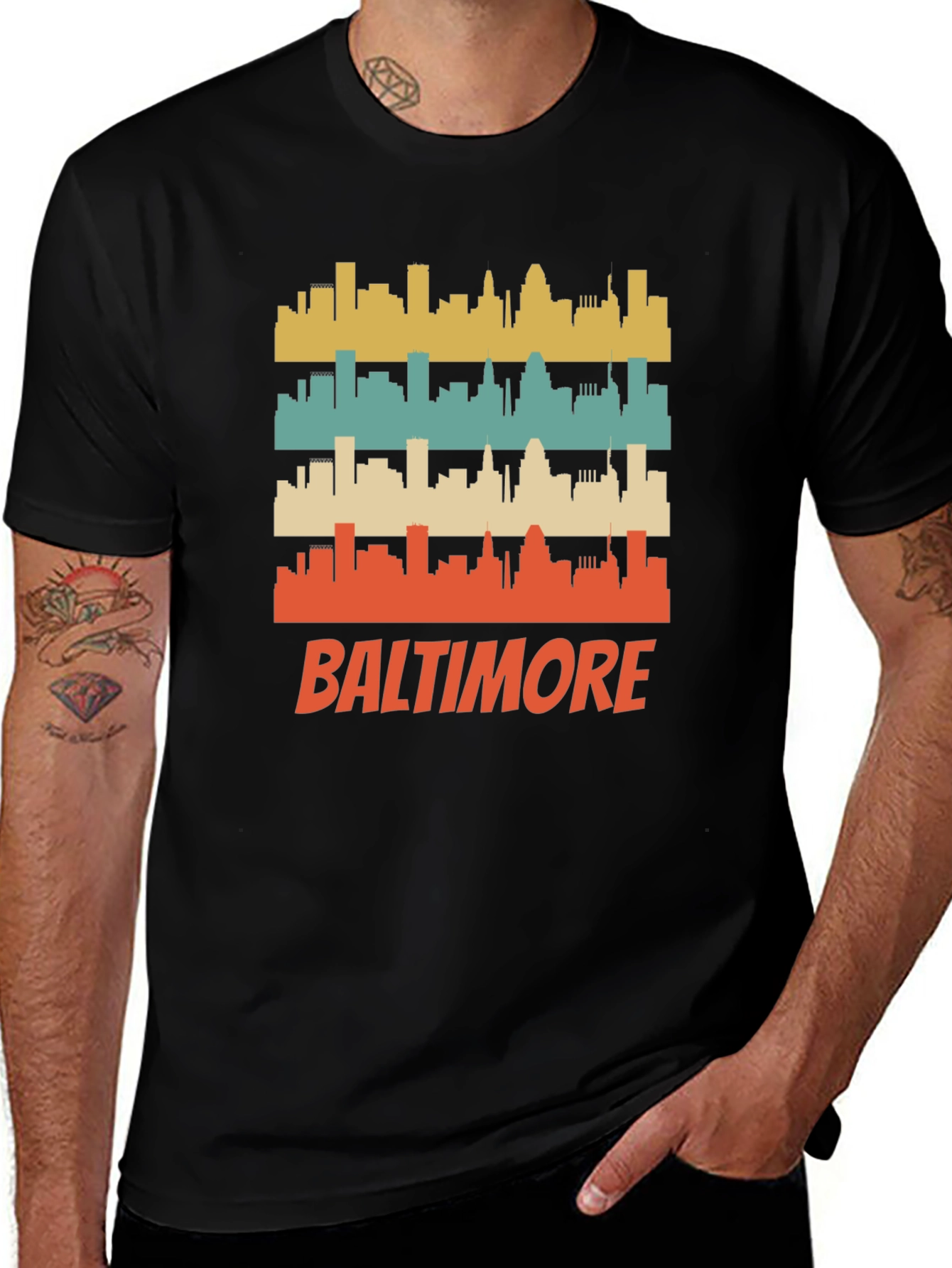 Variant 6 of Retro Baltimore Skyline Graphic Tee