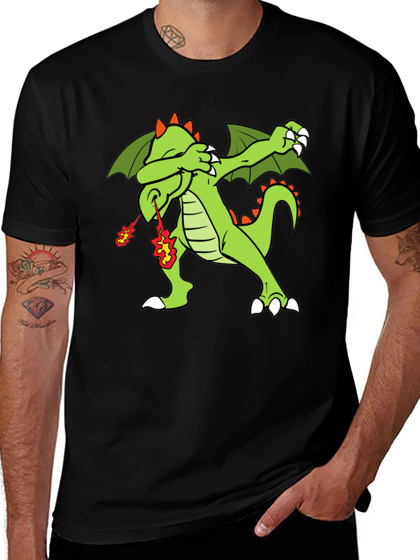 Variant 23 of Dabbing Dragon T-Shirt - Fire Breathing Tee