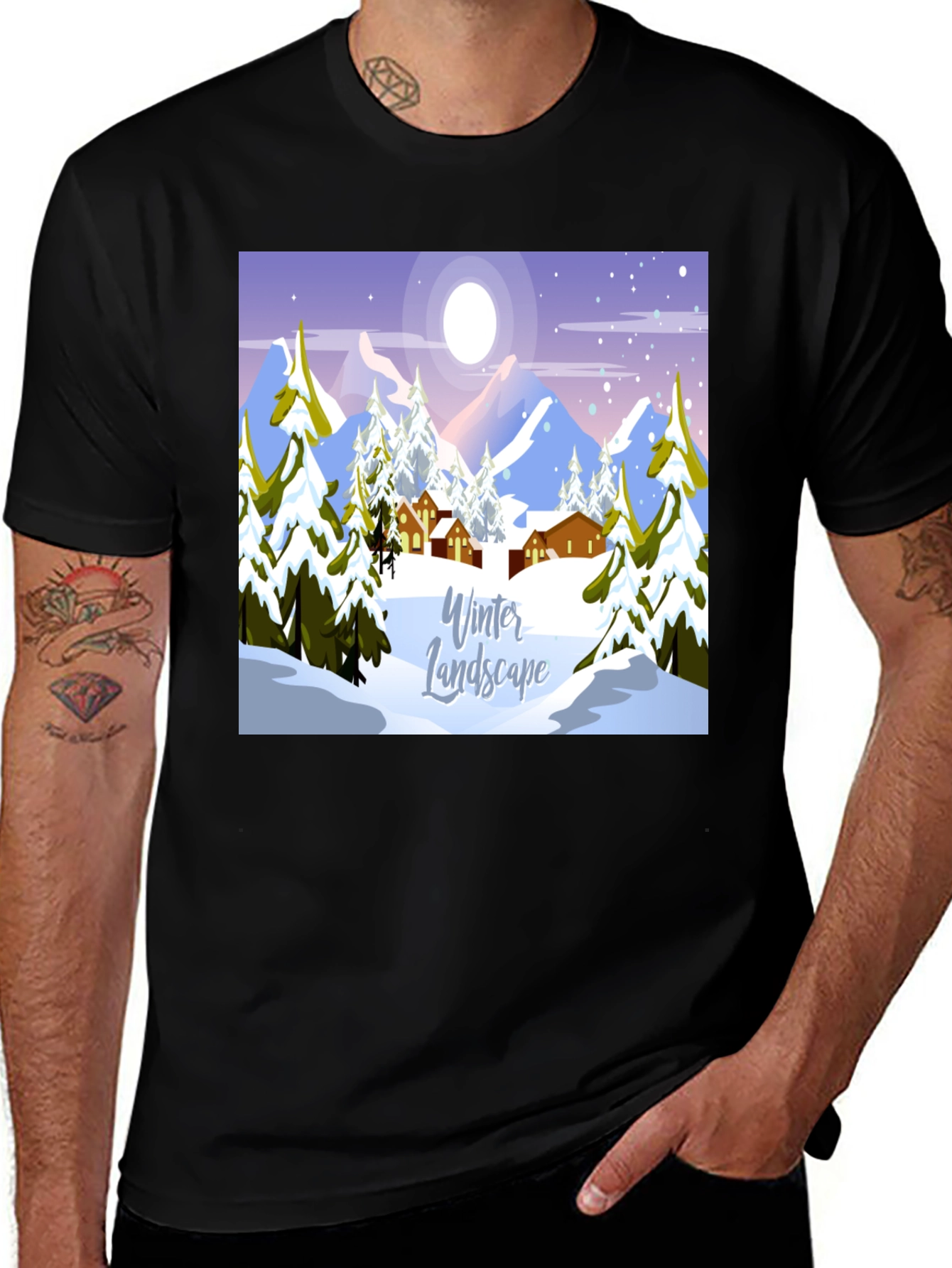 Black Winter Landscape Graphic Tee - Black main image