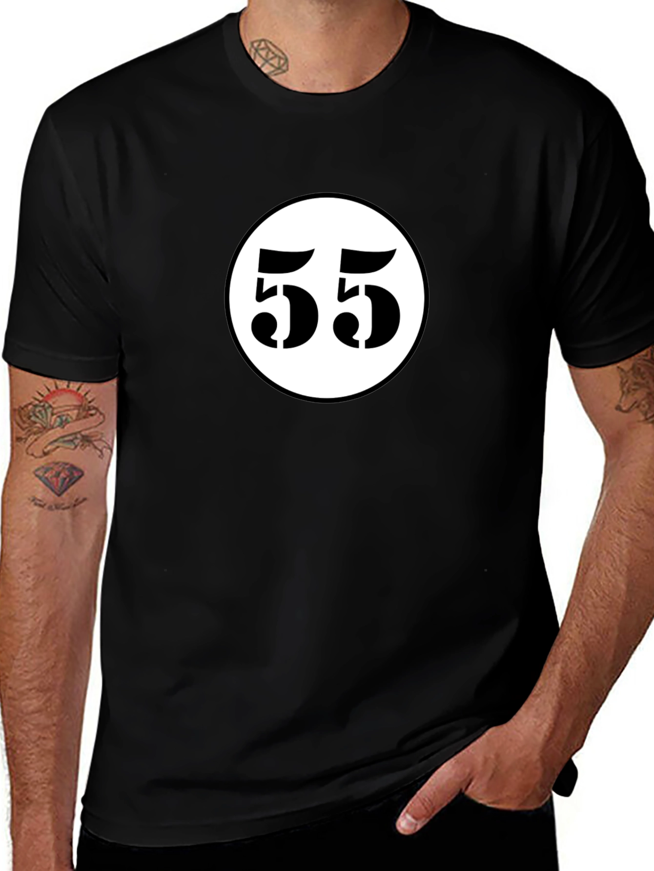 Variant 18 of Retro Race Number 55 Black T-Shirt