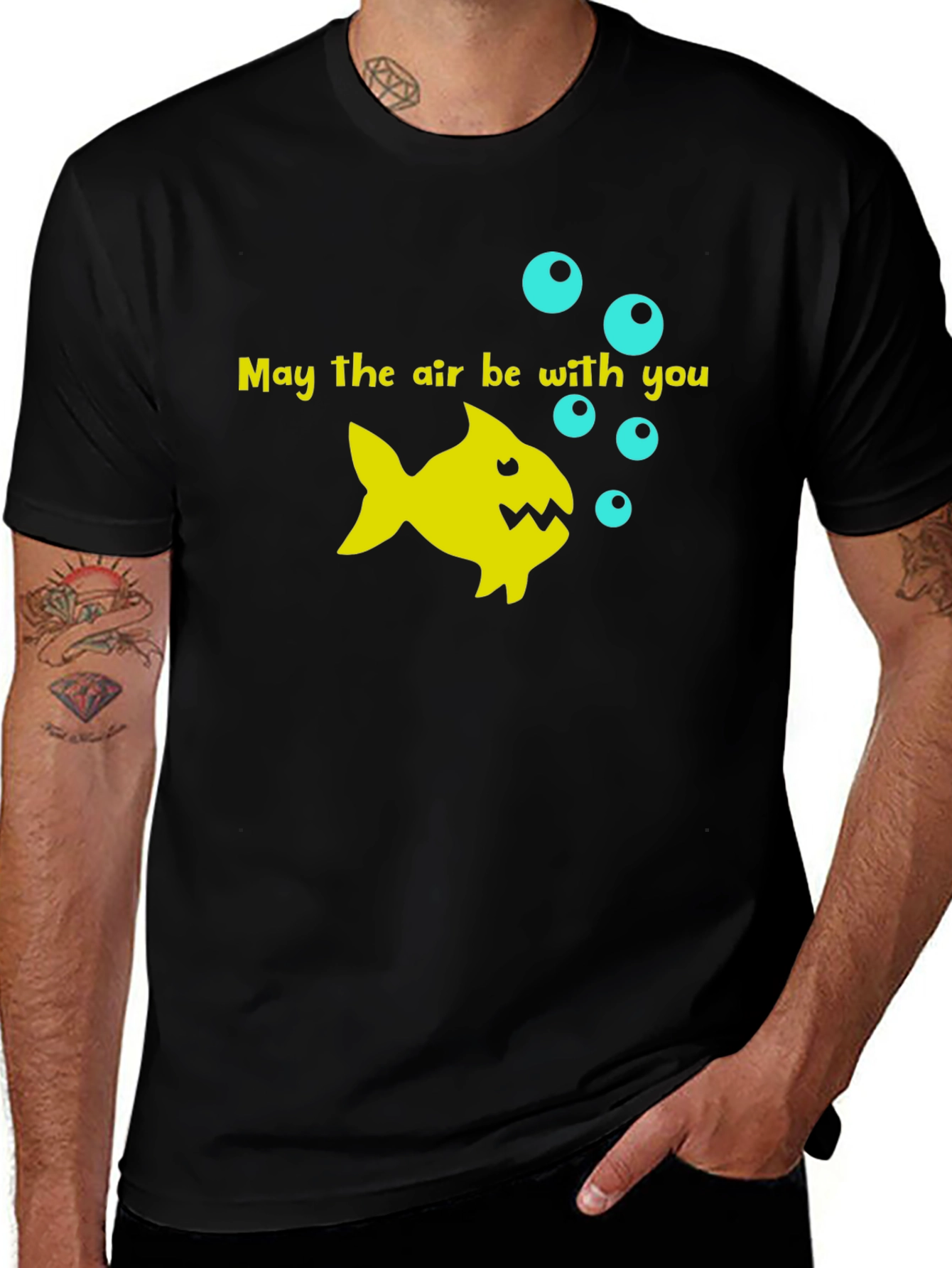 Variant 24 of Funny Fish Pun Graphic Tee - May the Air Be With You