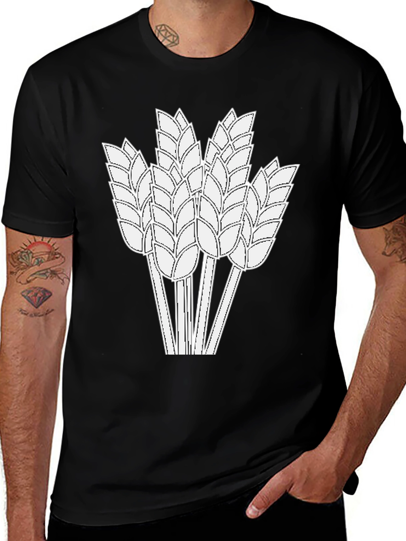 Wheat Graphic Black T-Shirt
