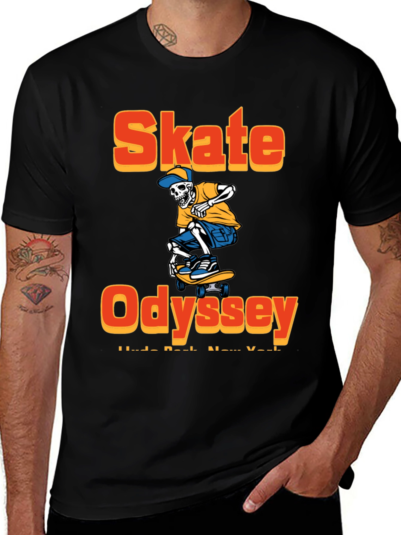 Variant 3 of Skate Odyssey Graphic Tee - Cool Skeleton Skateboard Design