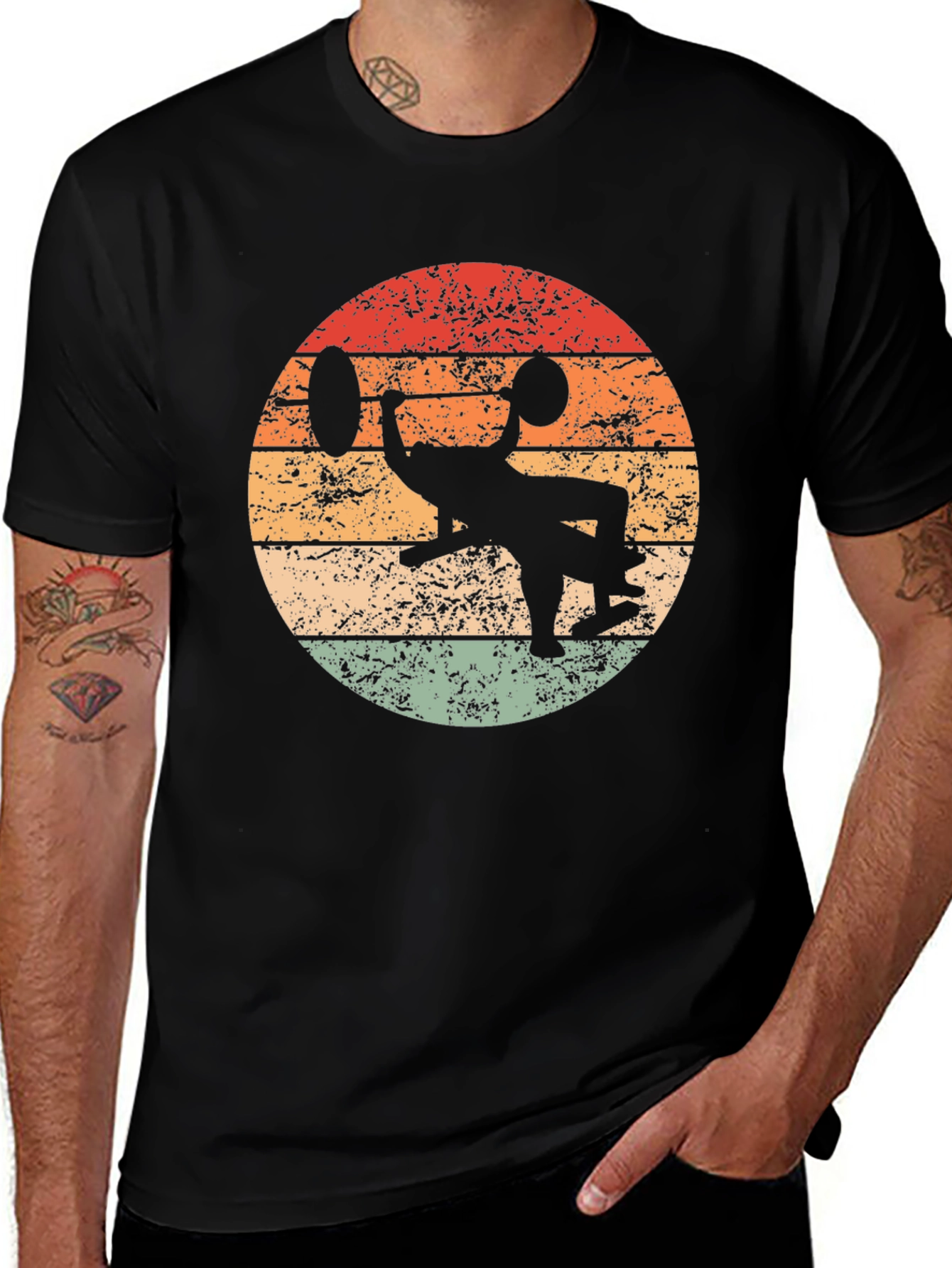 Retro Weightlifting T-Shirt: Vintage Sunset Gym Apparel