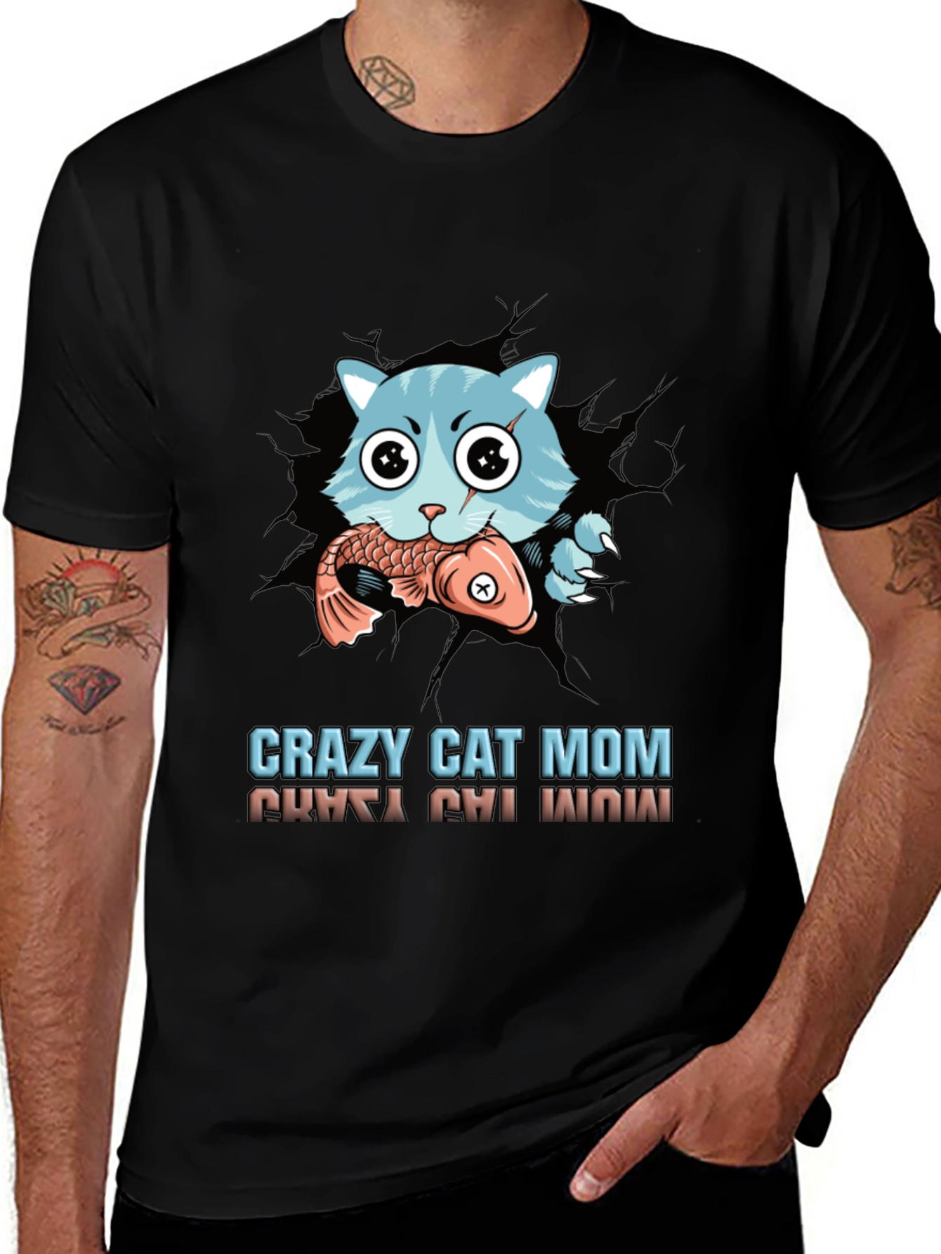 Variant 11 of Crazy Cat Mom Graphic Tee