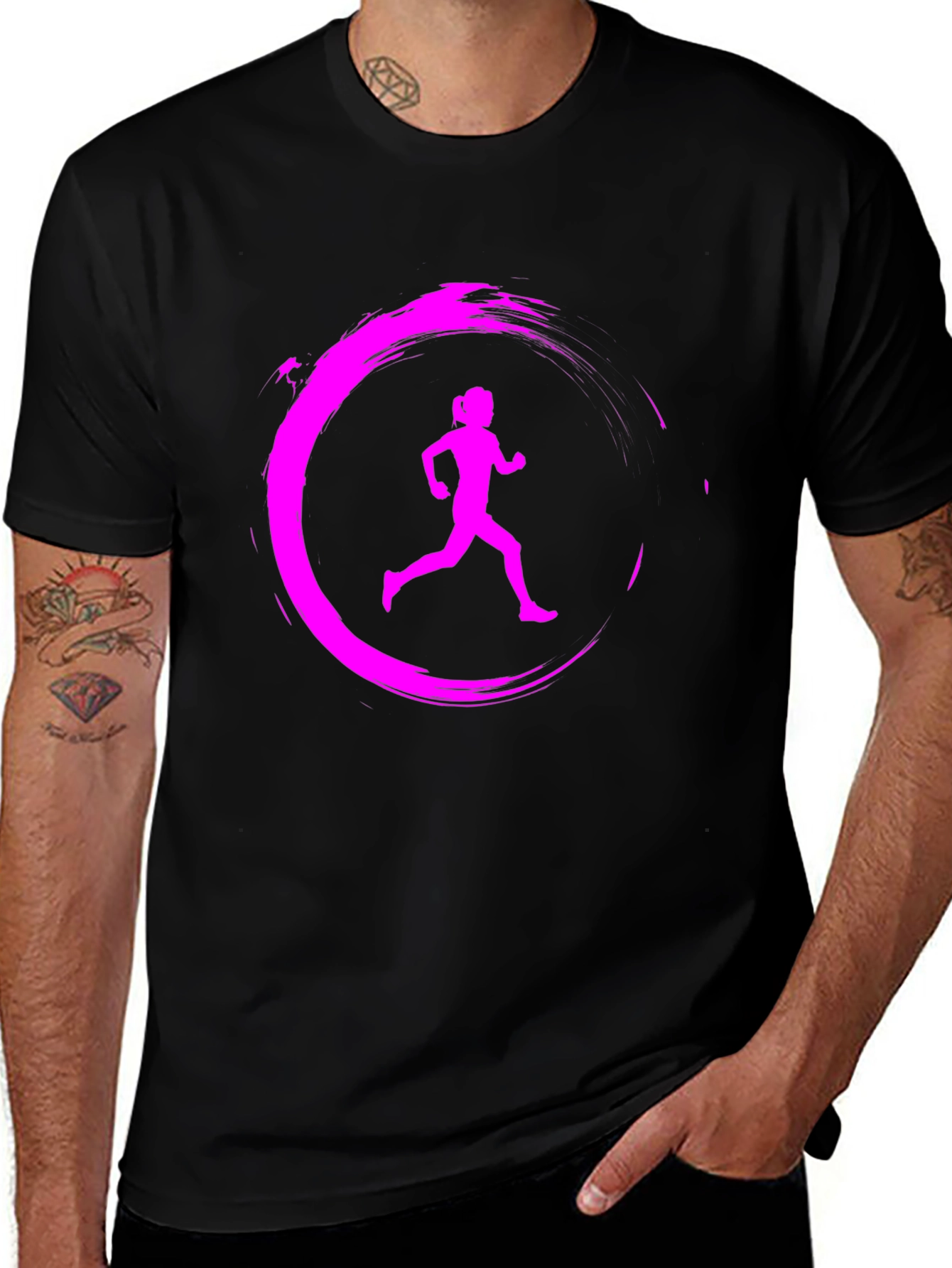 Variant 23 of Running Girl Graphic Tee - Black Casual T-Shirt