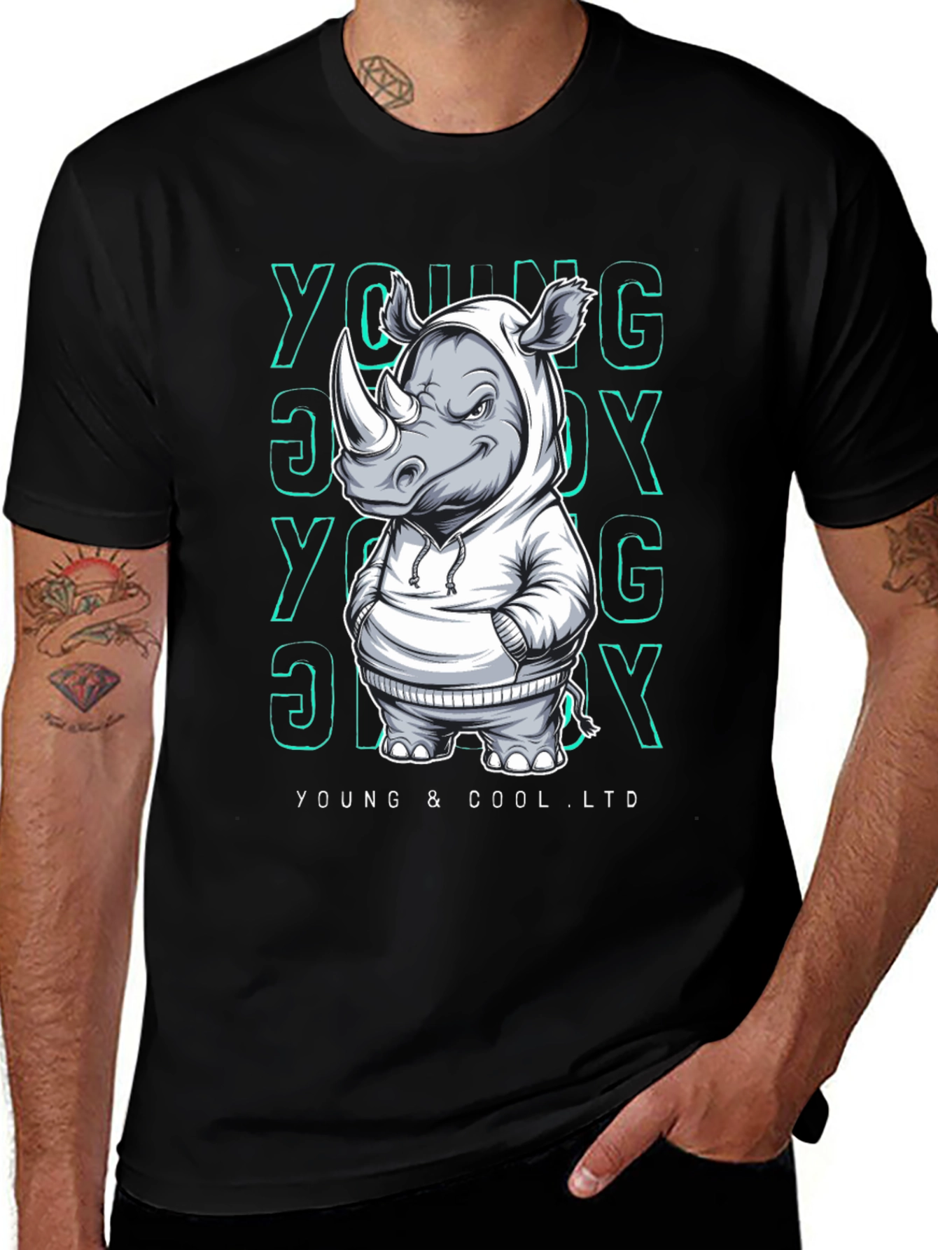 Variant 13 of Cool Rhino Graphic T-Shirt - Young & Cool Ltd.