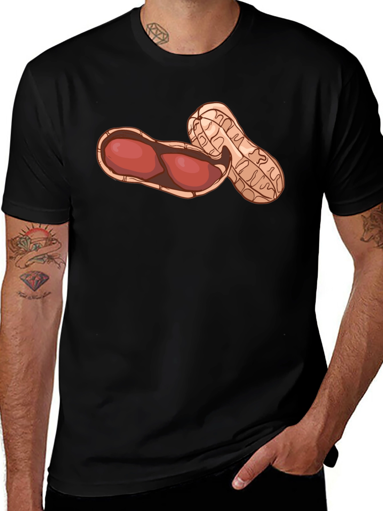 Variant 6 of Funny Peanut Graphic Black T-Shirt