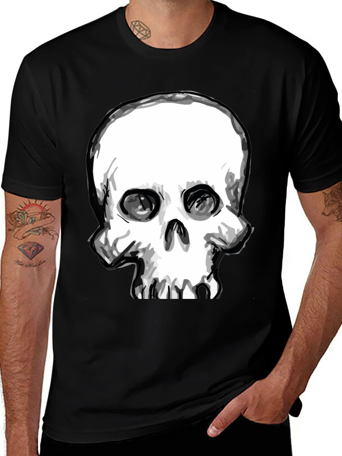Variant 7 of Skull Graphic Tee - Mens Black T-Shirt