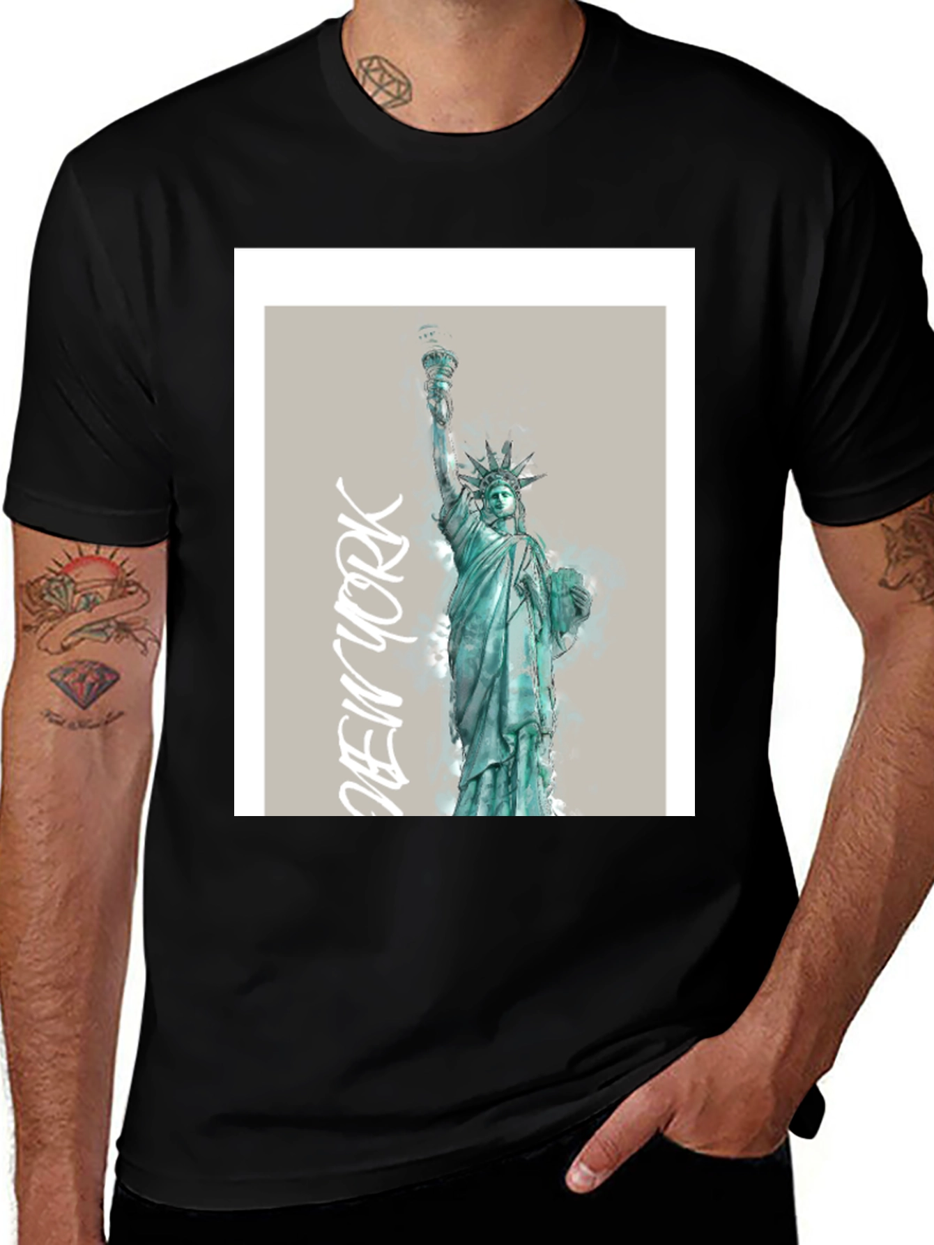 Variant 14 of Statue of Liberty Graphic Tee - Black