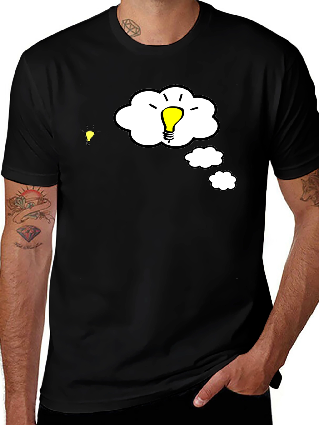 Variant 29 of Idea Bulb T-Shirt - Men's Black Graphic Tee