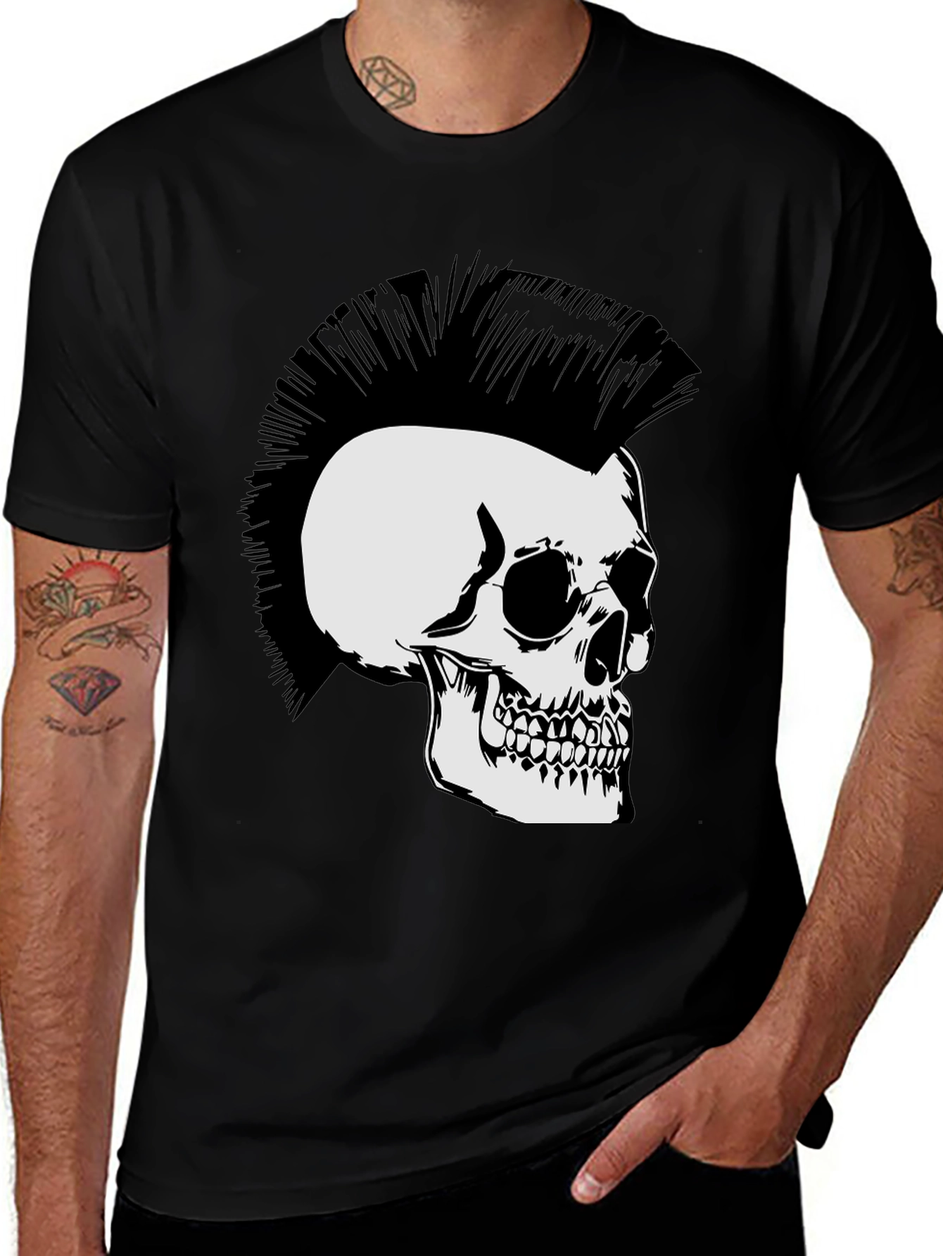 Variant 17 of Punk Skull Graphic T-Shirt - Rocker Style