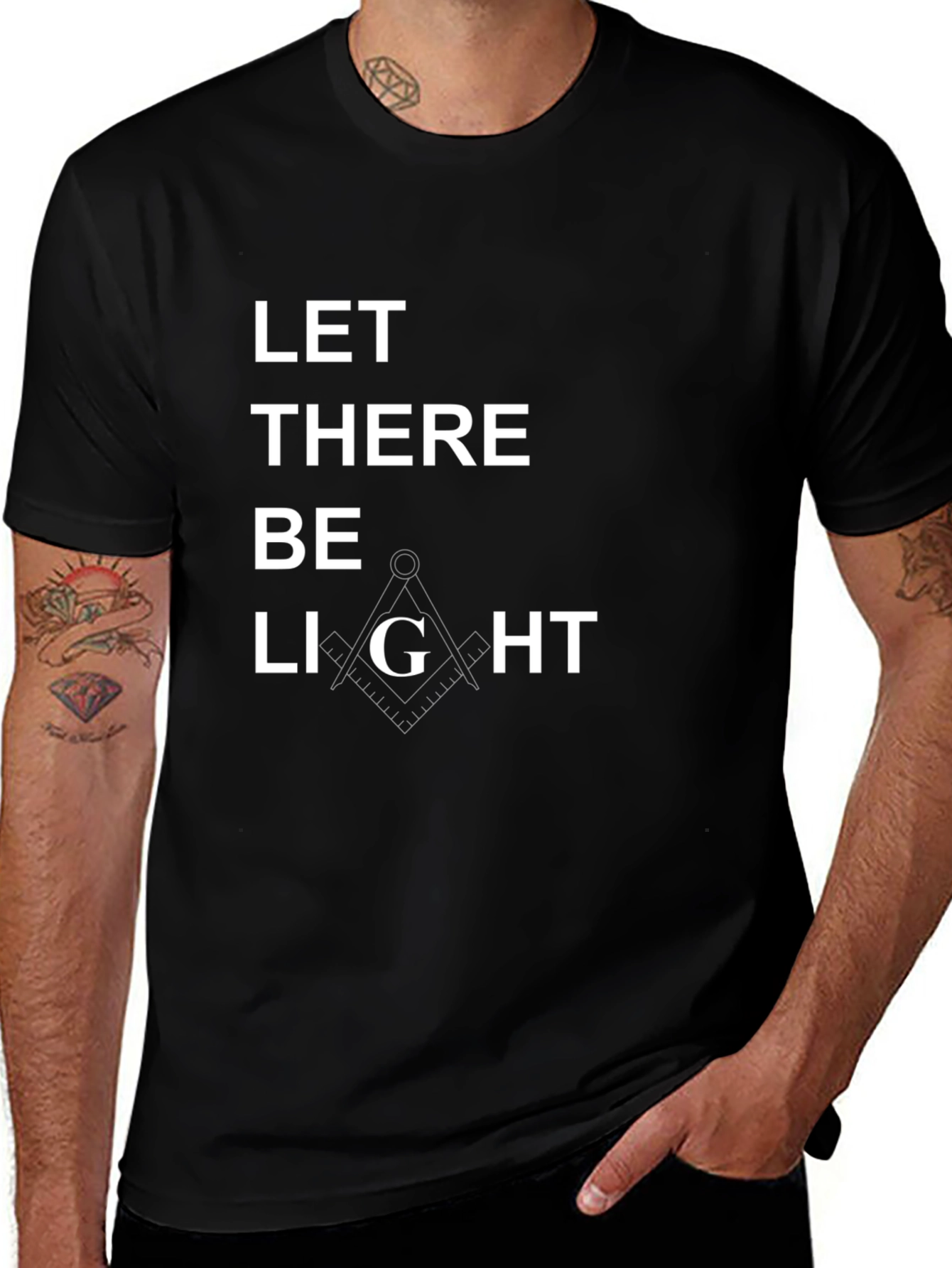 Let There Be Light T-Shirt - Masonic Compass Design