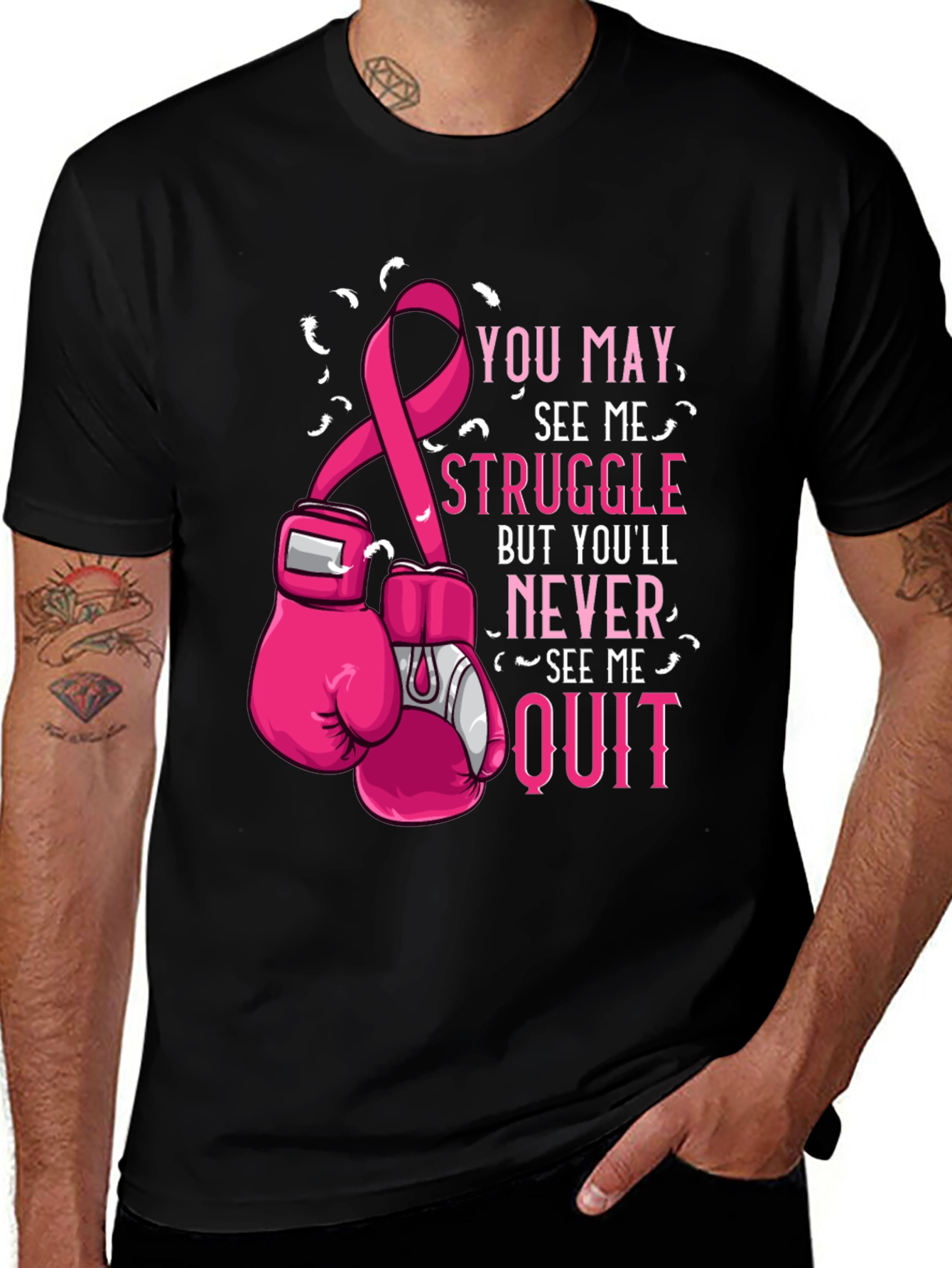 Variant 24 of Breast Cancer Awareness Boxing Gloves T-Shirt