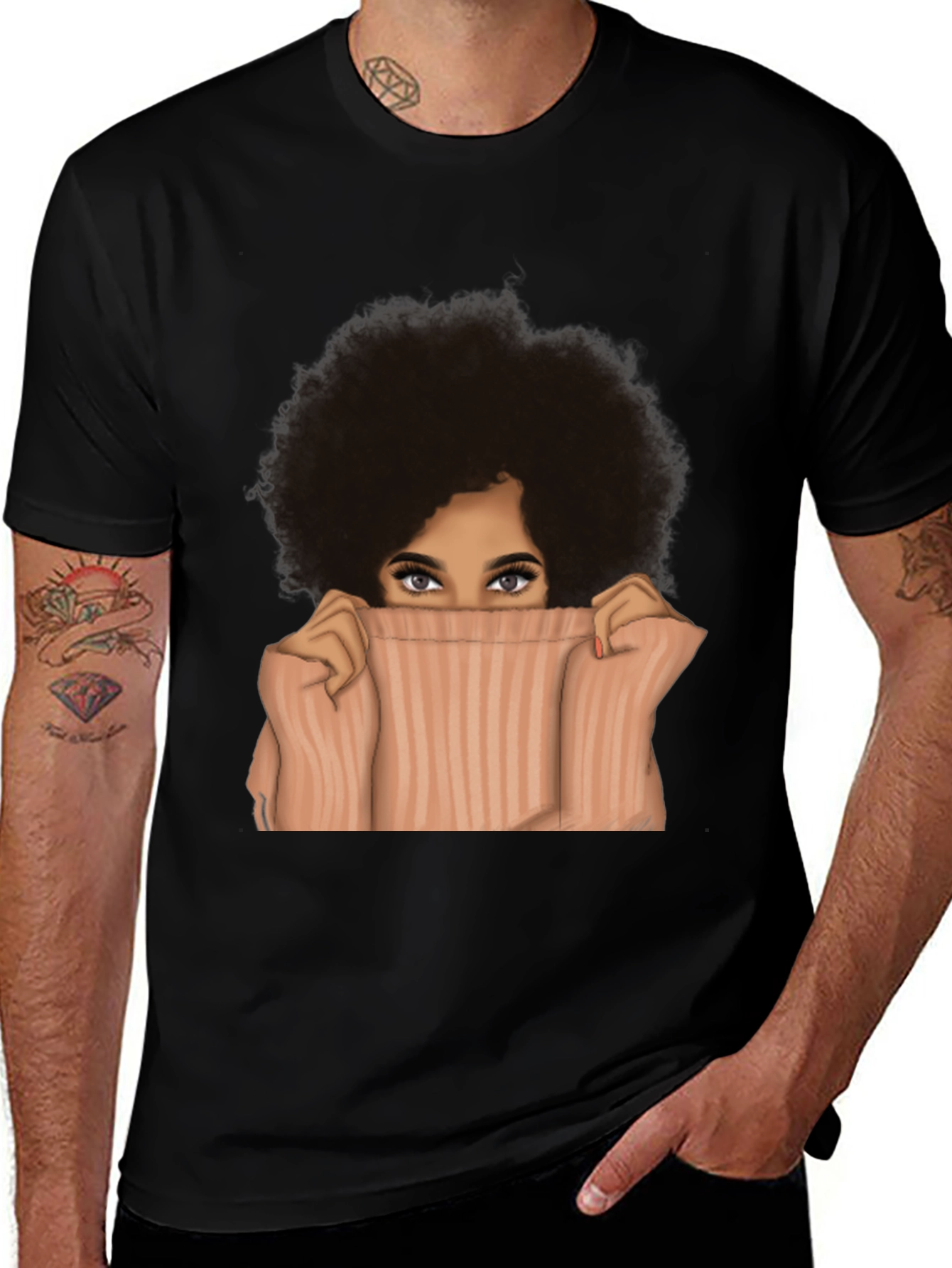 Variant 23 of Afro Woman Peek-a-Boo Graphic Tee - Unisex