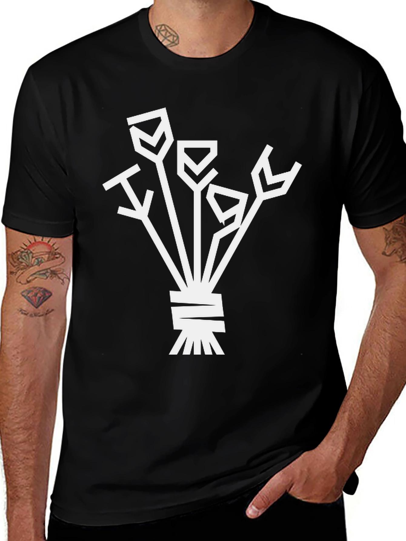 Variant 25 of Abstract Floral Graphic Tee - Black Cotton Shirt