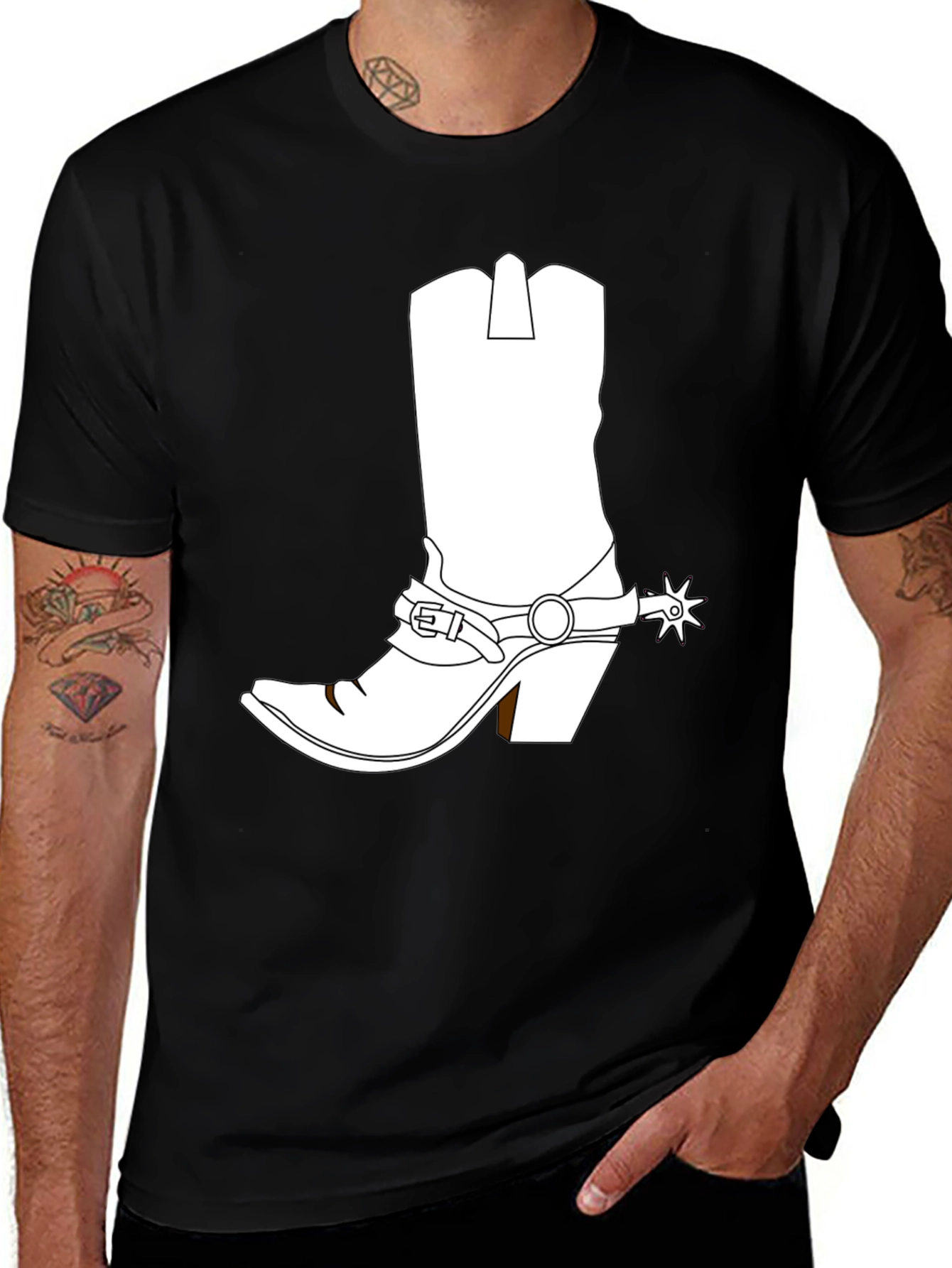 Variant 23 of Cowboy Boot Graphic T-Shirt - Western Style