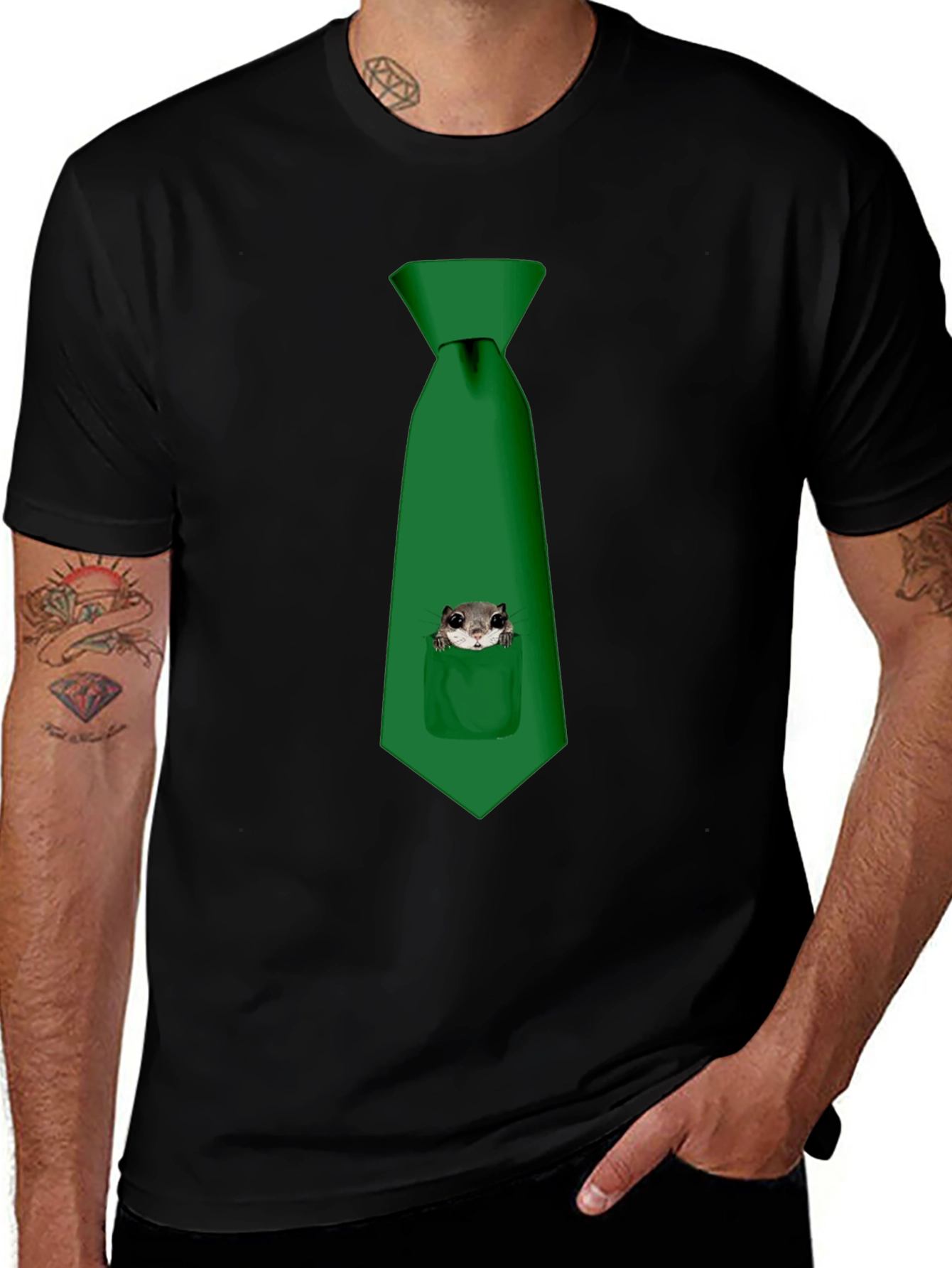 Variant 24 of Squirrel Tie Black T-Shirt - Funny Animal Tee