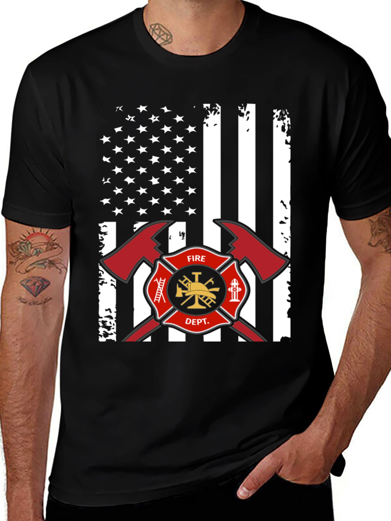Firefighter Flag Graphic T-Shirt