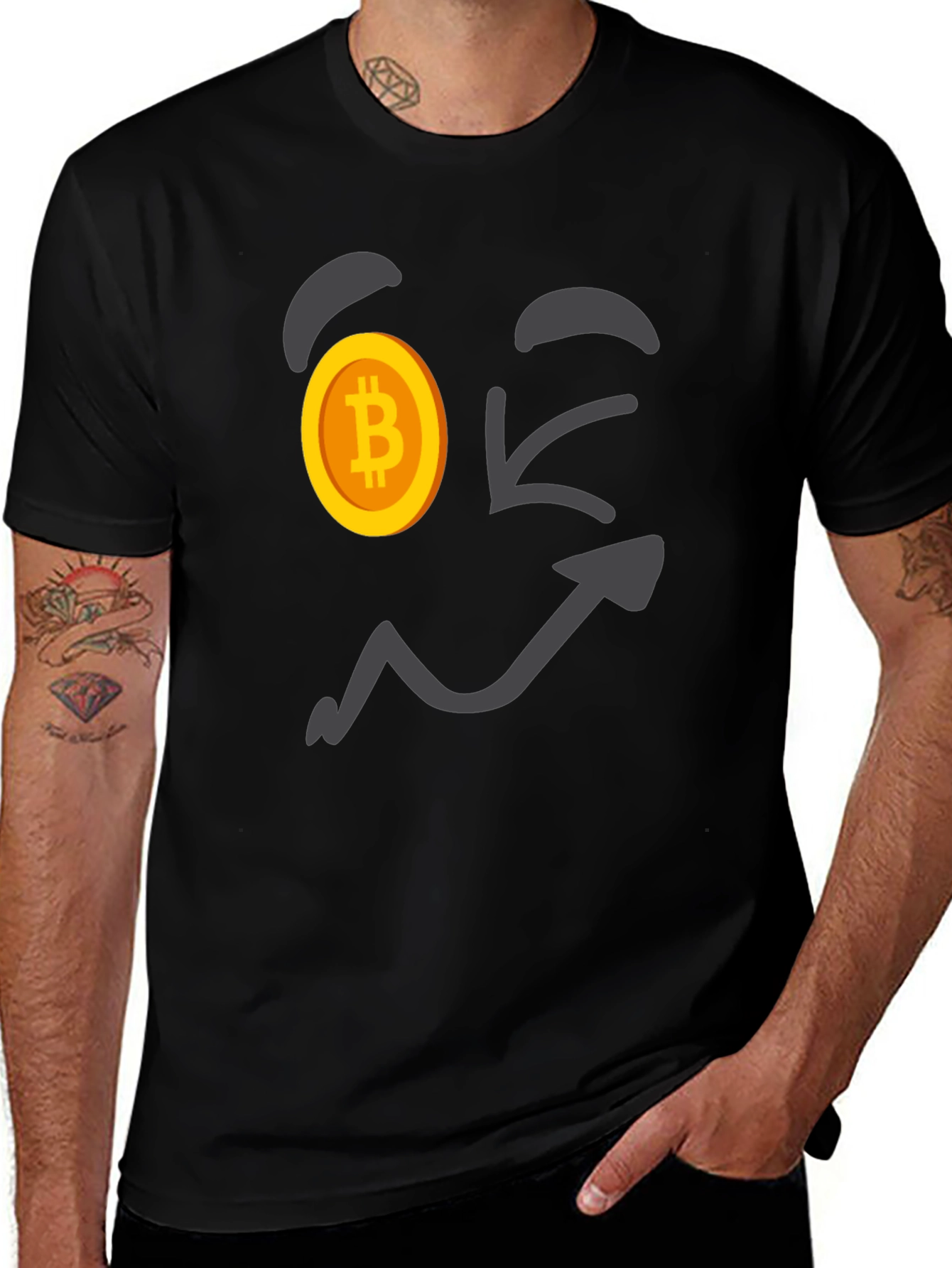 Variant 16 of Bitcoin Wink Face T-Shirt - Crypto Currency Tee