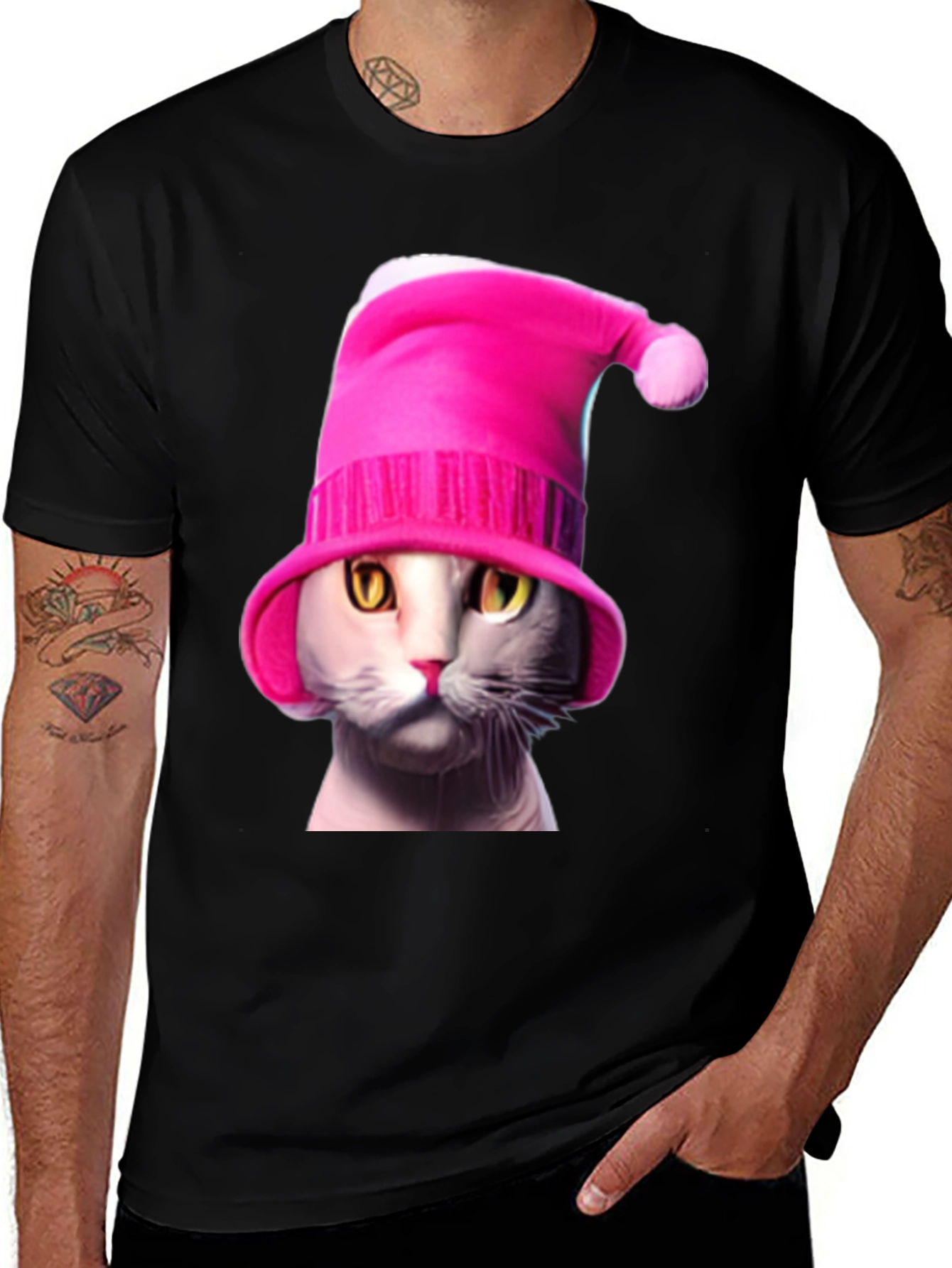 Variant 30 of Funny Cat in Pink Hat T-Shirt
