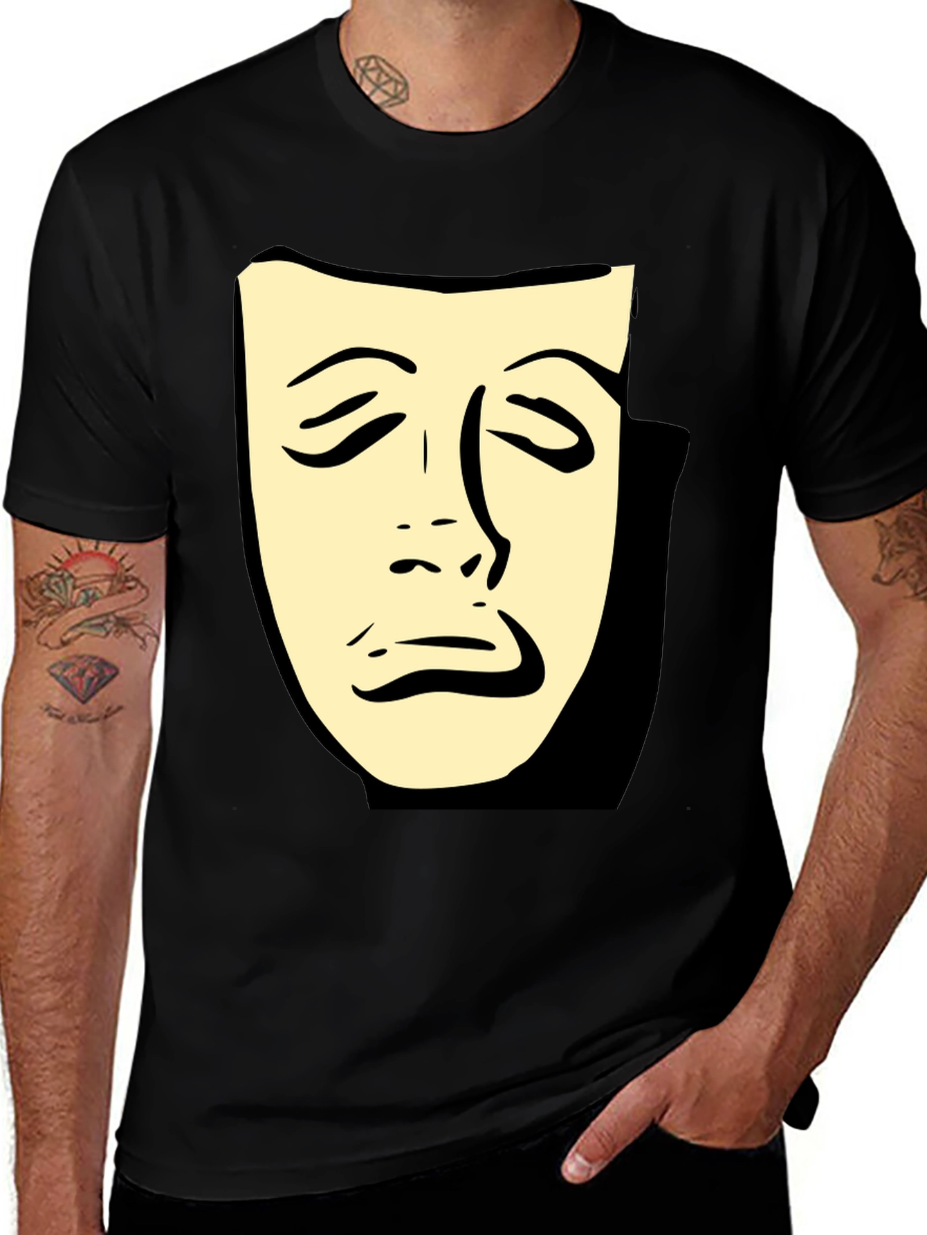 Variant 4 of Sad Mask Graphic Tee - Comfort Fit Black T-Shirt