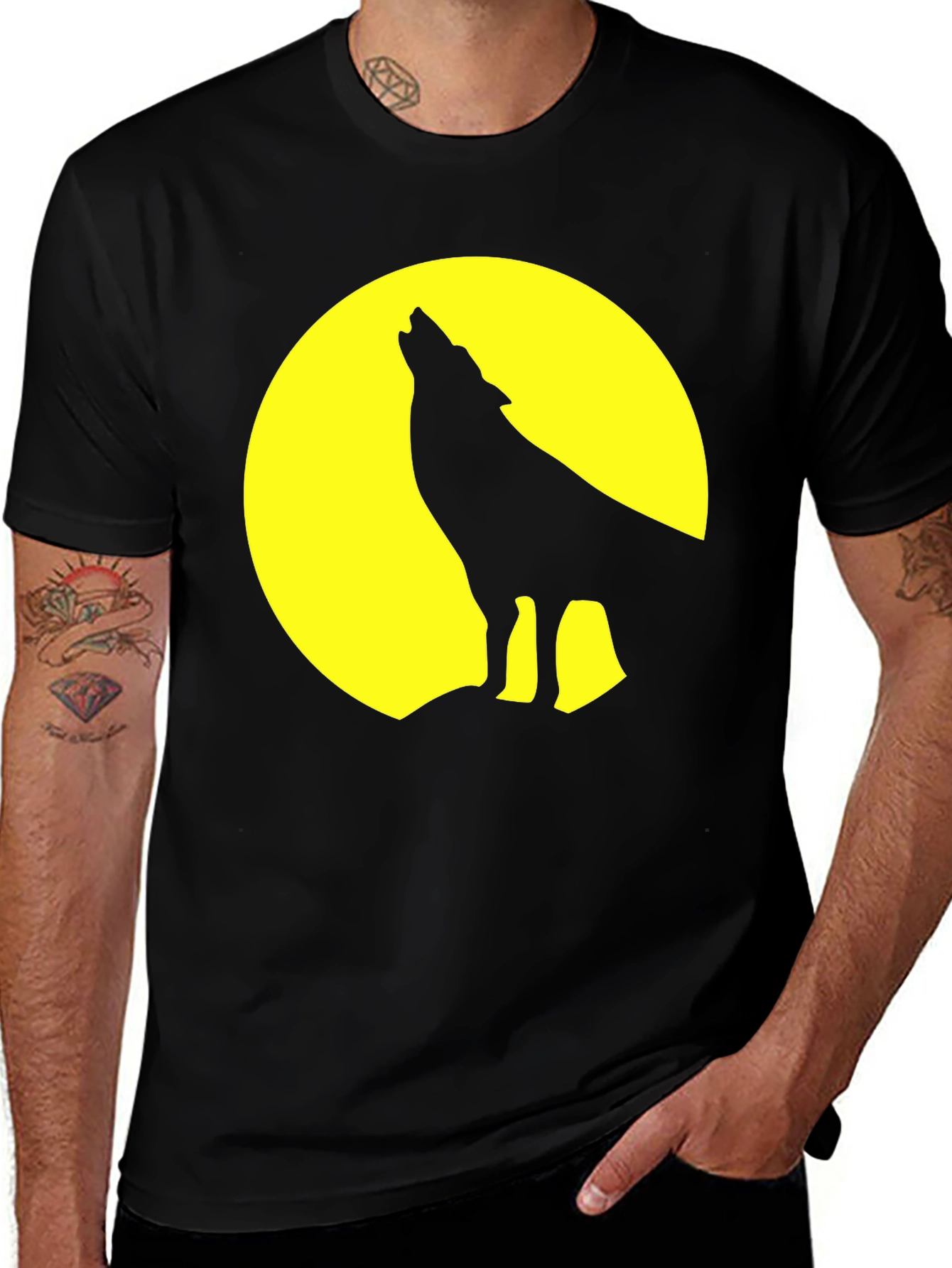 Variant 2 of Wolf Moon Graphic Tee - Black Cotton T-Shirt
