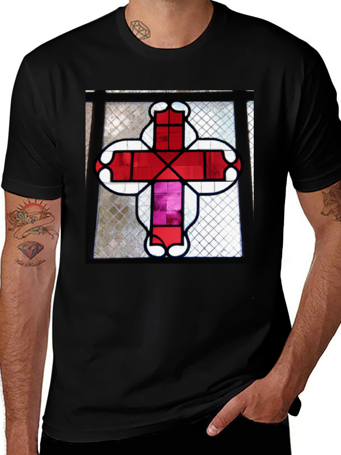Variant 20 of Stained Glass Cross Graphic T-Shirt