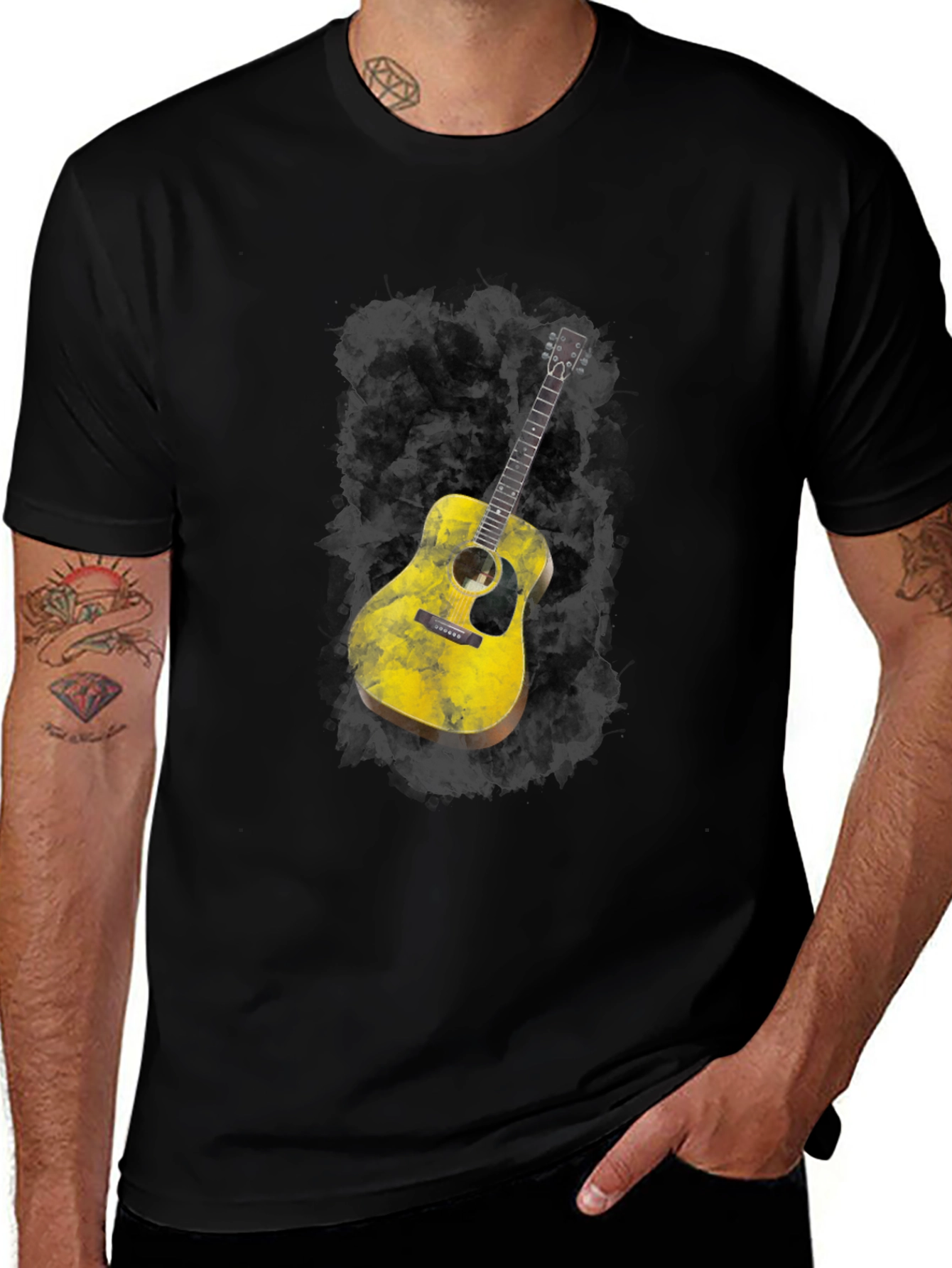 Variant 20 of Guitar Graphic Black T-Shirt