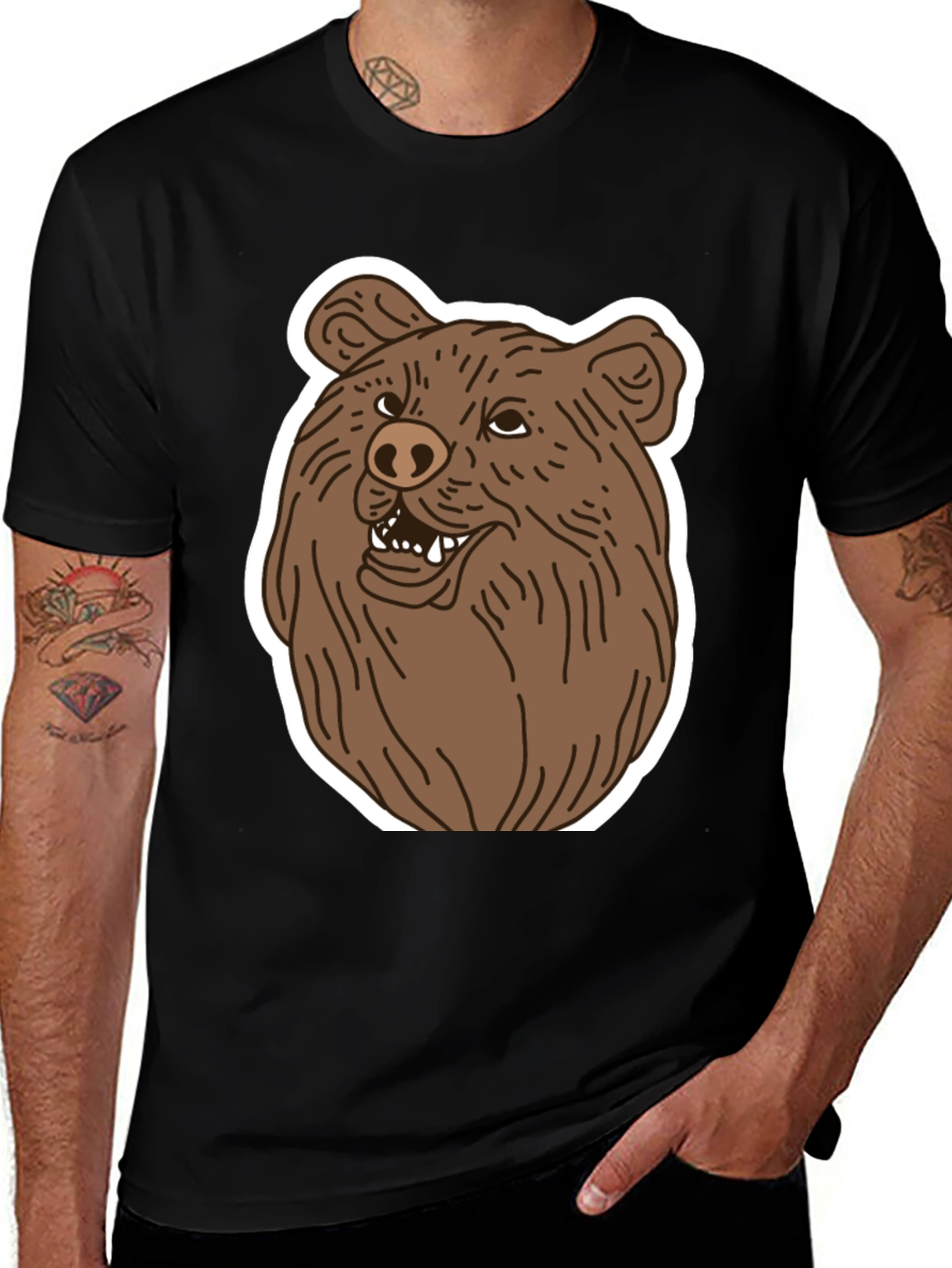 Variant 9 of Bear Graphic Tee - Men's Black T-Shirt