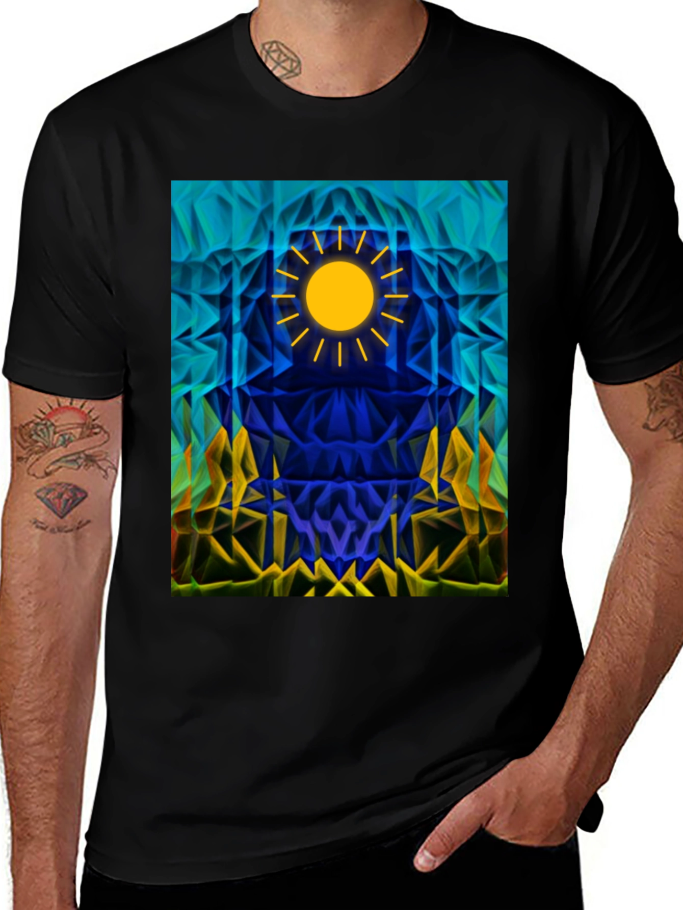 Variant 10 of Abstract Sunburst Graphic Tee - Modern Art Shirt