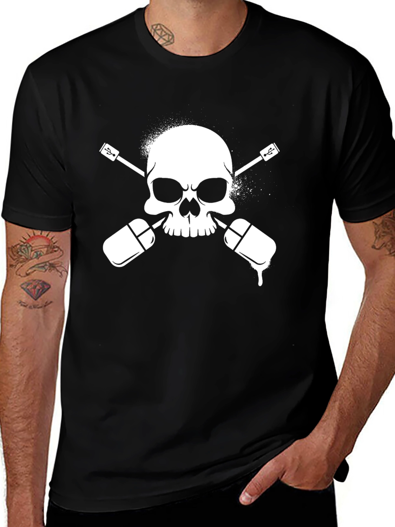 Variant 20 of Skull & USB Mouse T-Shirt - Techie Fashion