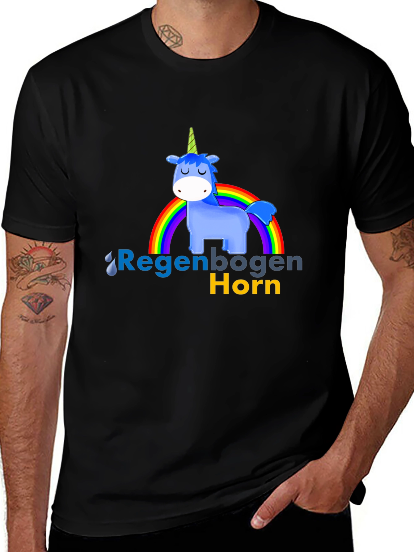 Variant 9 of Rainbow Unicorn Graphic Tee - German RegenBogen Horn