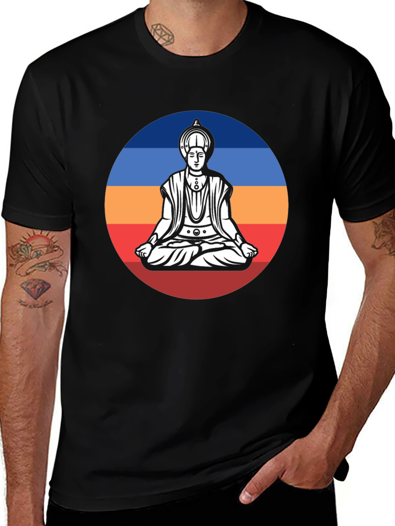 Retro Buddha Graphic T-Shirt - Meditating Zen Style