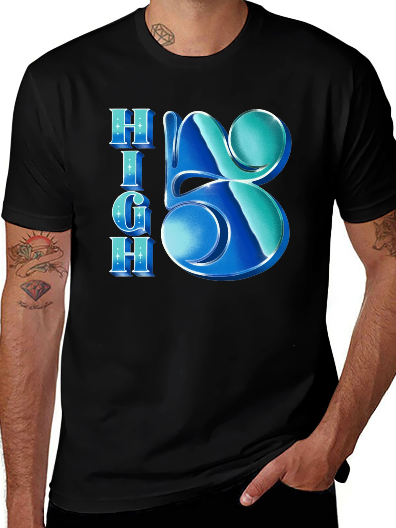 Variant 14 of High Five Graphic Tee - Cool Blue Design
