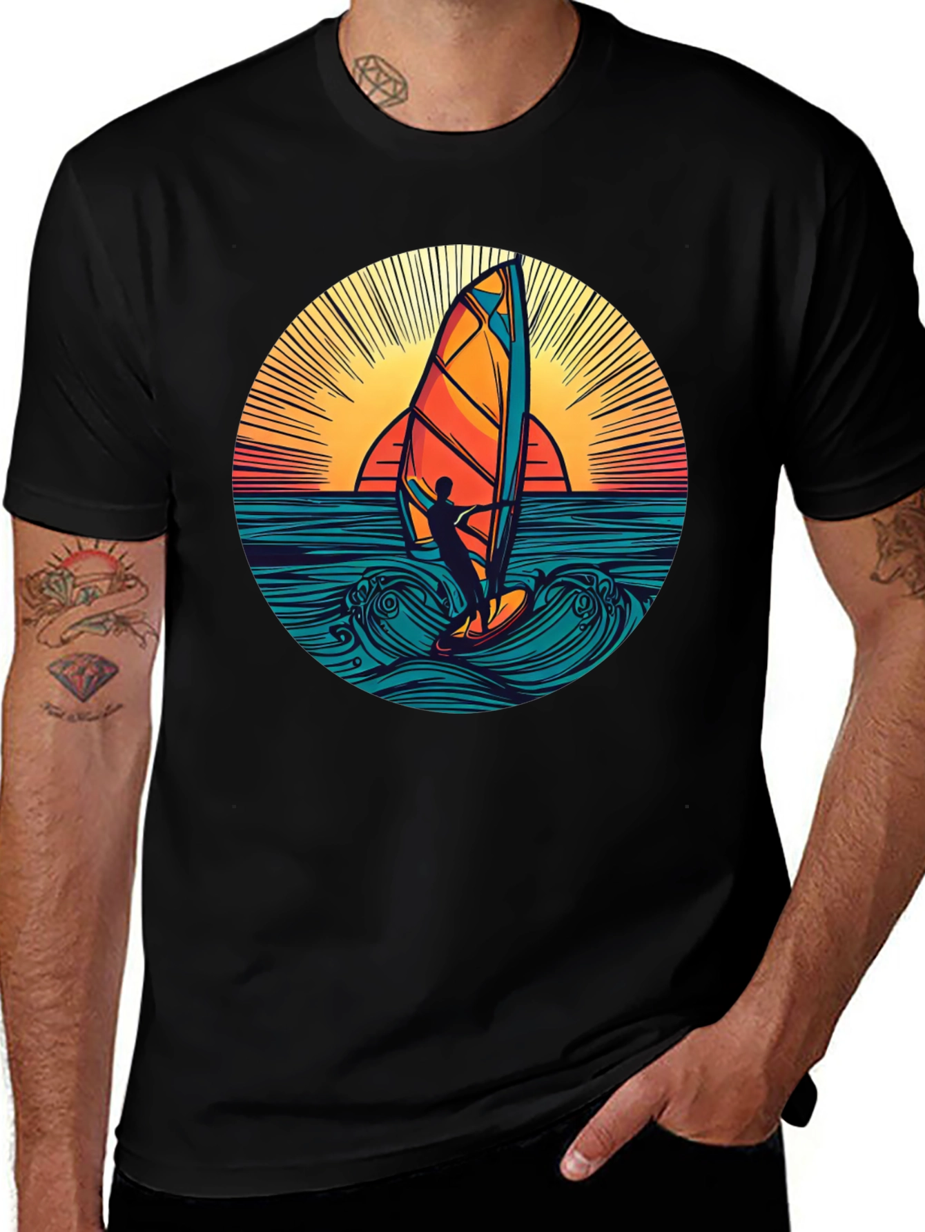 Variant 13 of Windsurfer Sunset Graphic T-Shirt