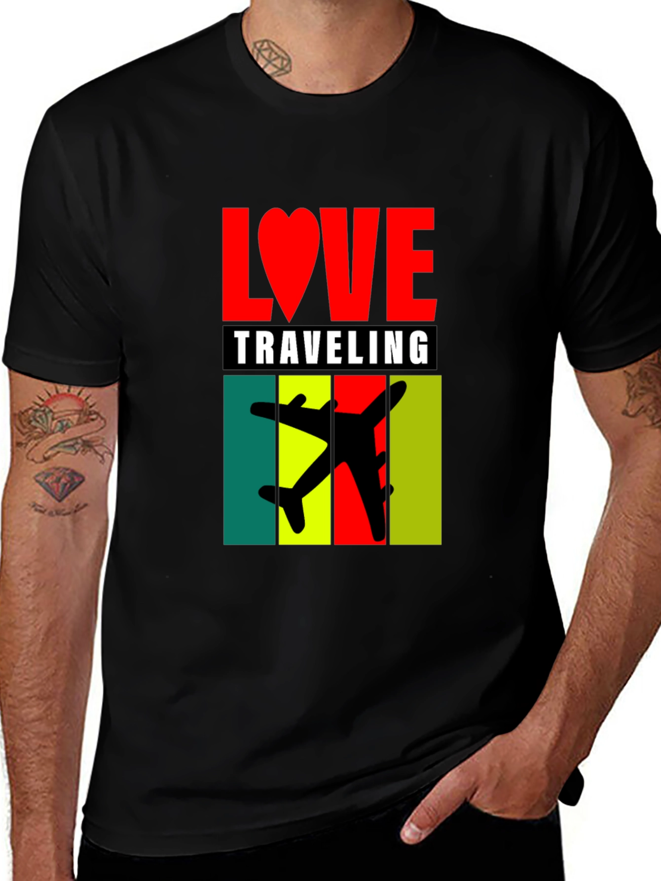 Variant 11 of Love Traveling Graphic Tee - Black Unisex T-Shirt