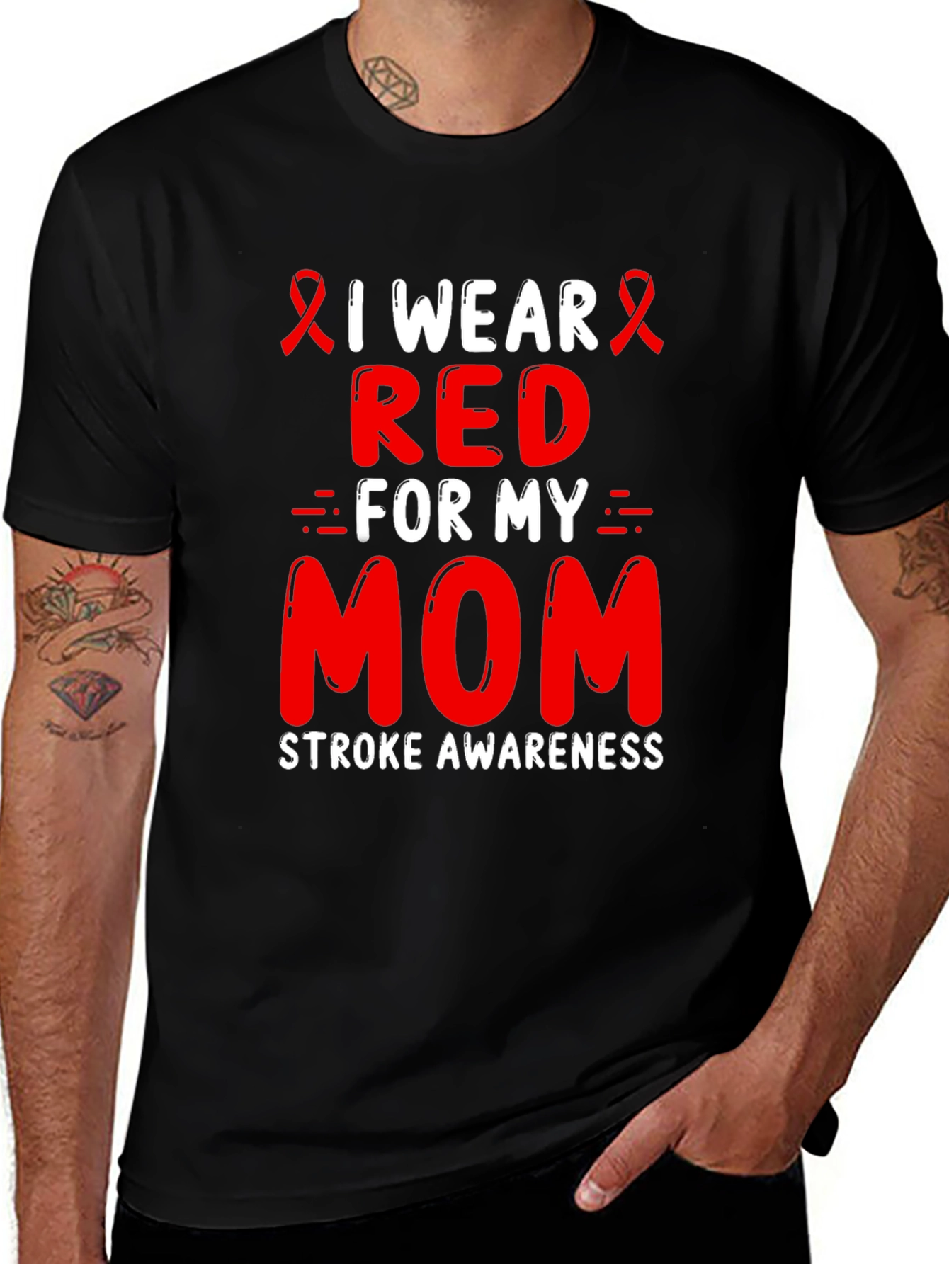 Variant 19 of I Wear Red For My Mom Stroke Awareness T-Shirt