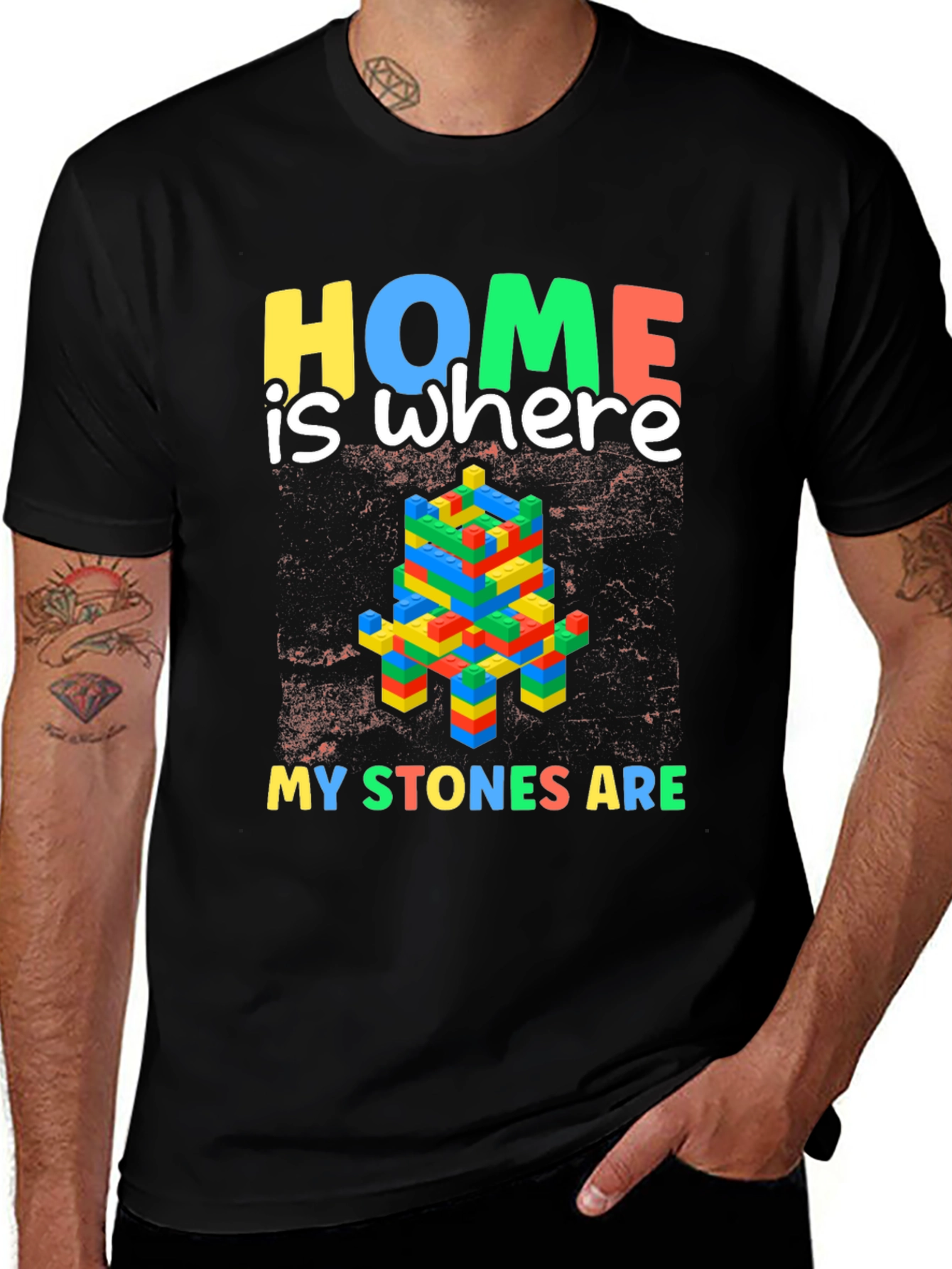 Variant 21 of Home is Where My Stones Are - Building Block T-Shirt