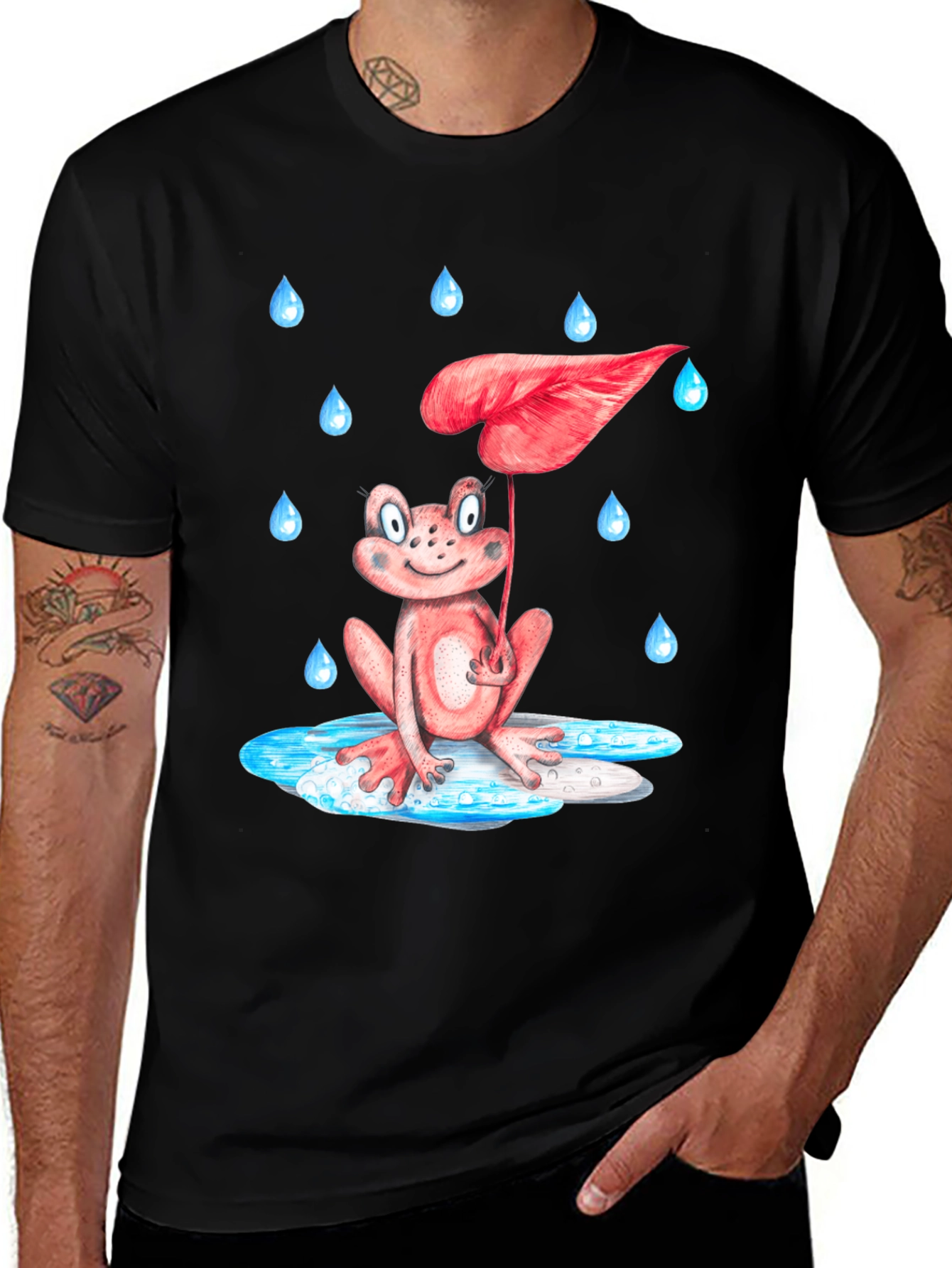 Variant 18 of Frog Under Leaf Umbrella Graphic Tee